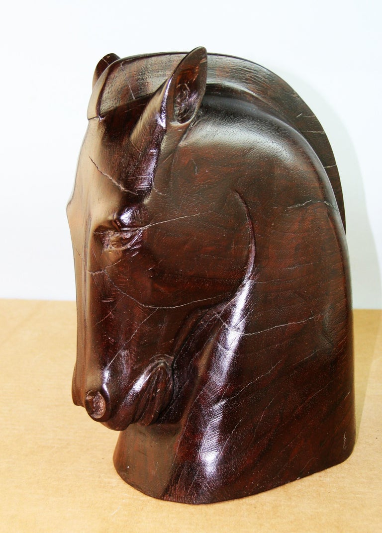 Japanese hand carved hardwood horse sculpture.