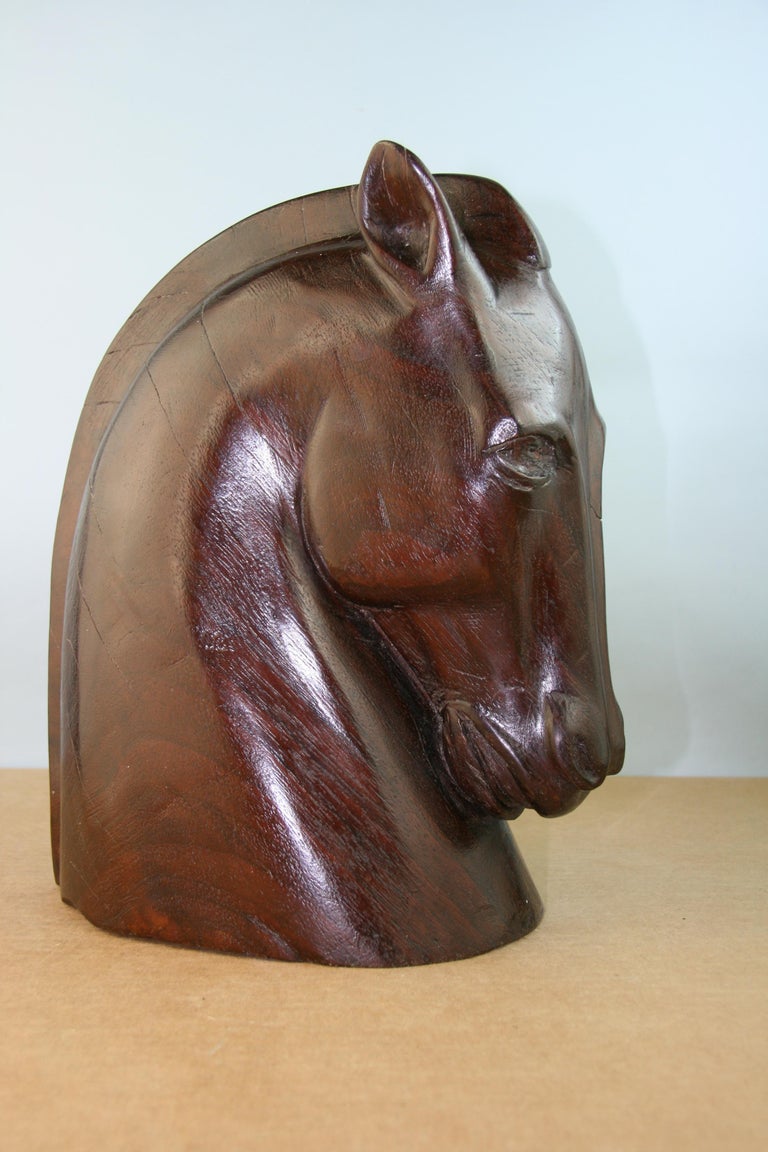 Japanese Carved Wood Horse Sculpture 1920's For Sale 3