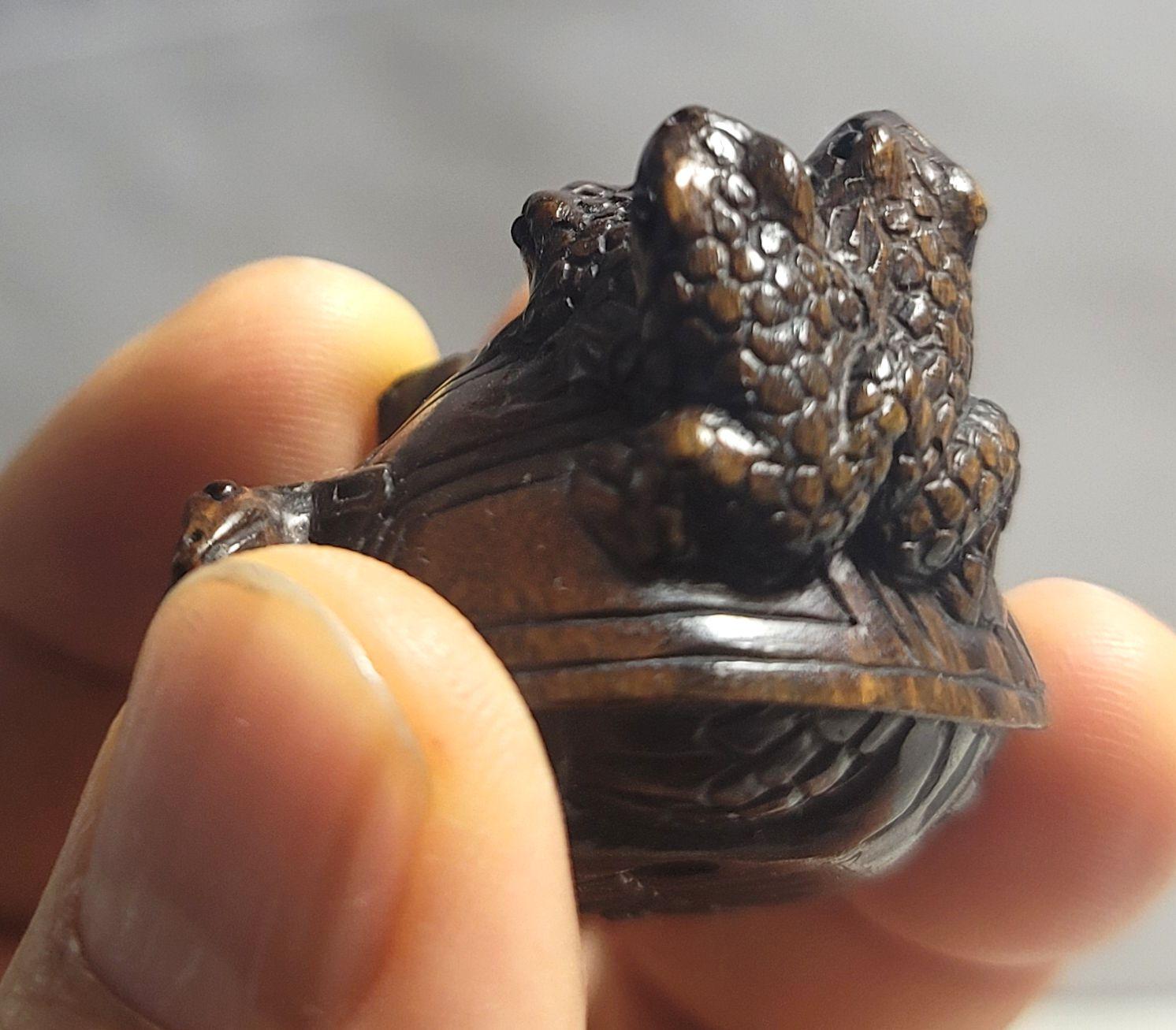 19th Century Japanese Carved Wood Netsuke 