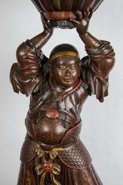 Japanese Carved Wood Torcha, 19th Century