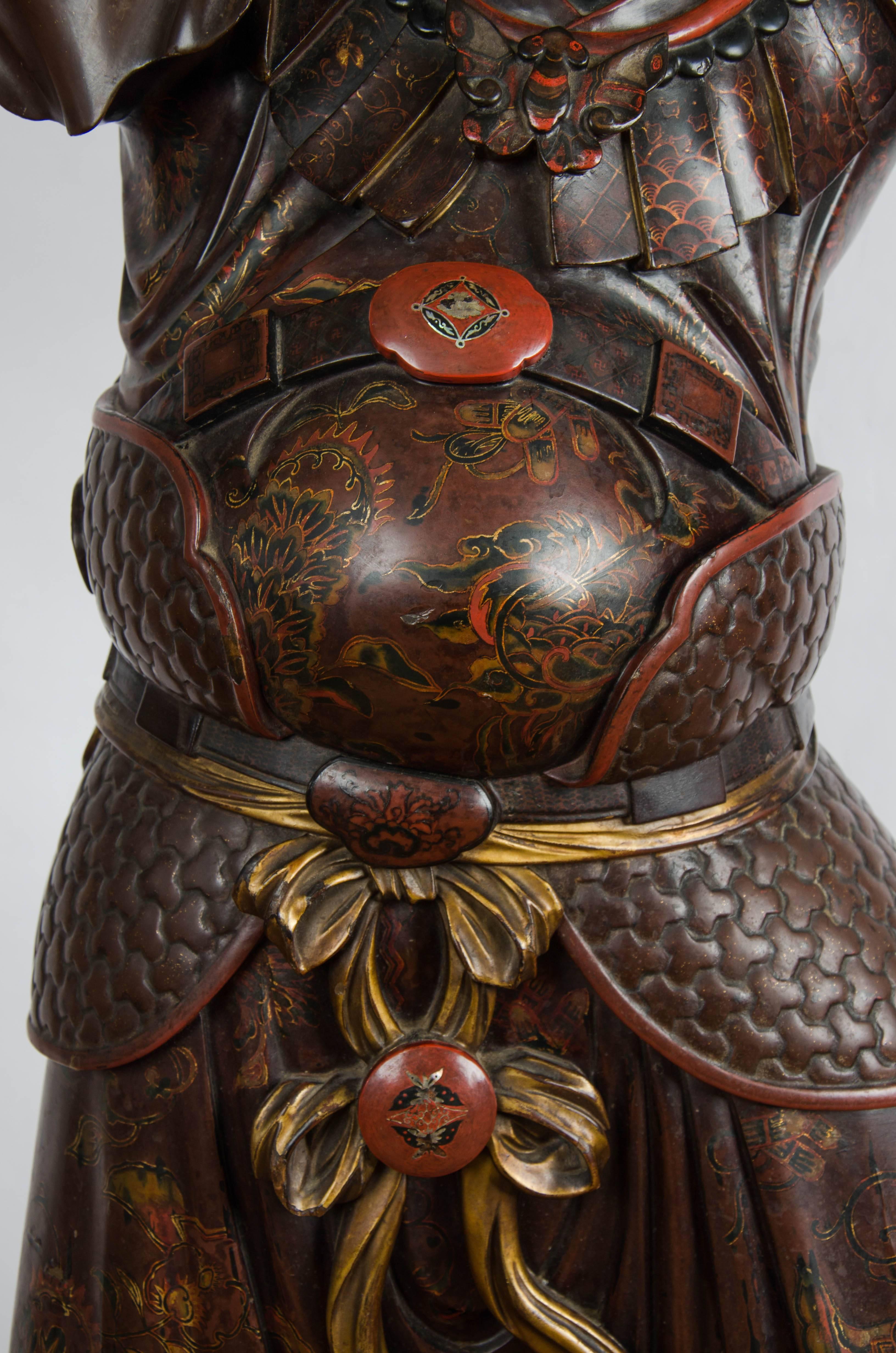 Late 19th Century Japanese Carved Wood Torcha, 19th Century For Sale