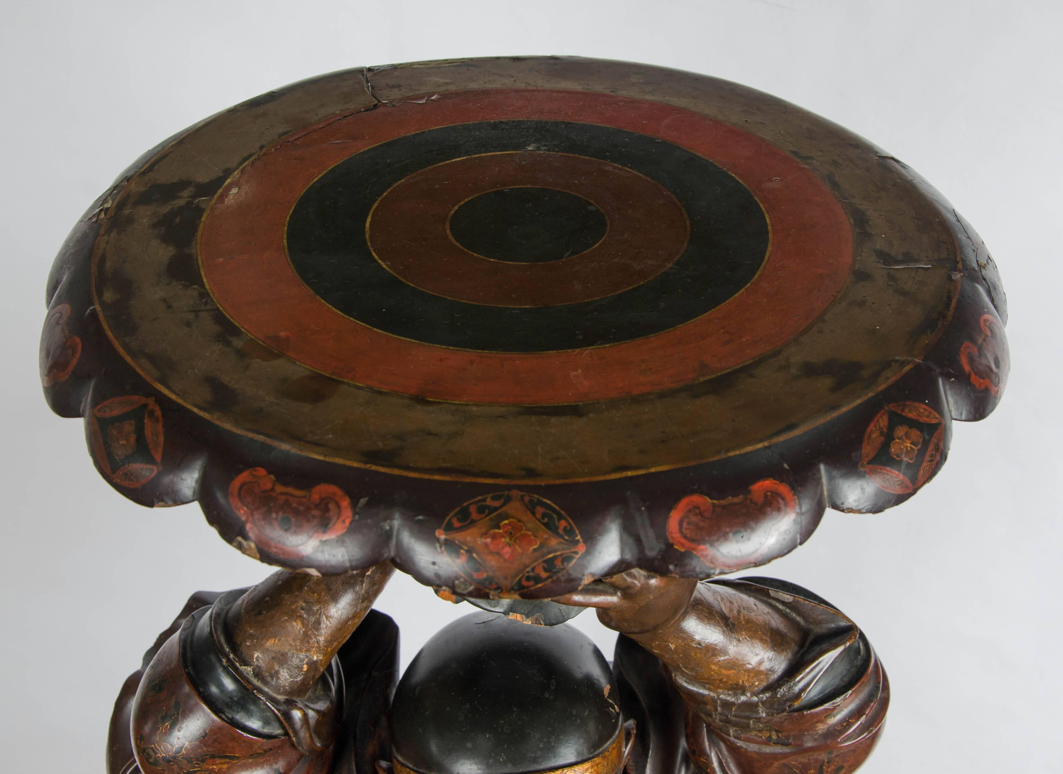 Japanese Carved Wood Torcha, 19th Century For Sale 1