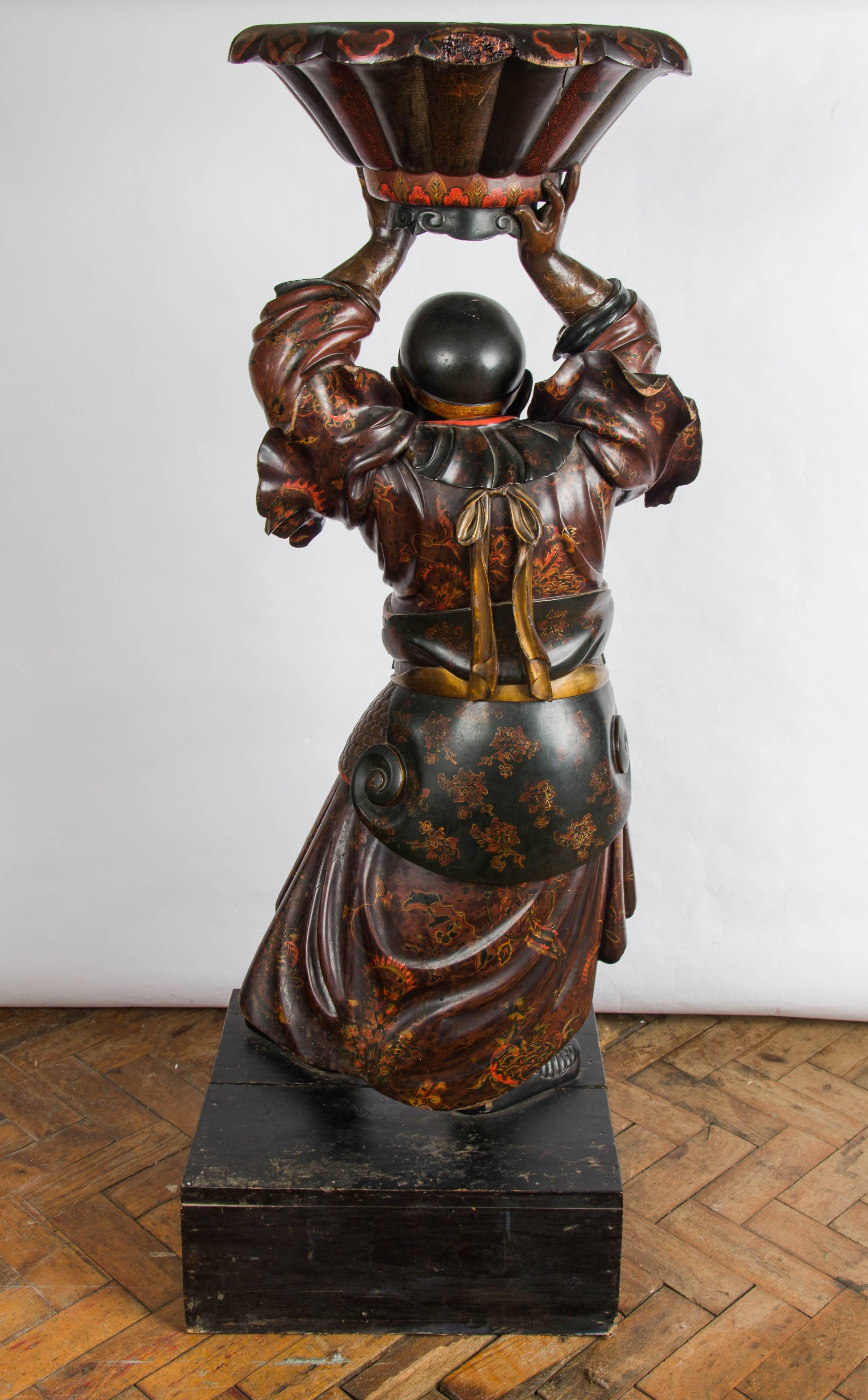 Japanese Carved Wood Torcha, 19th Century For Sale 3