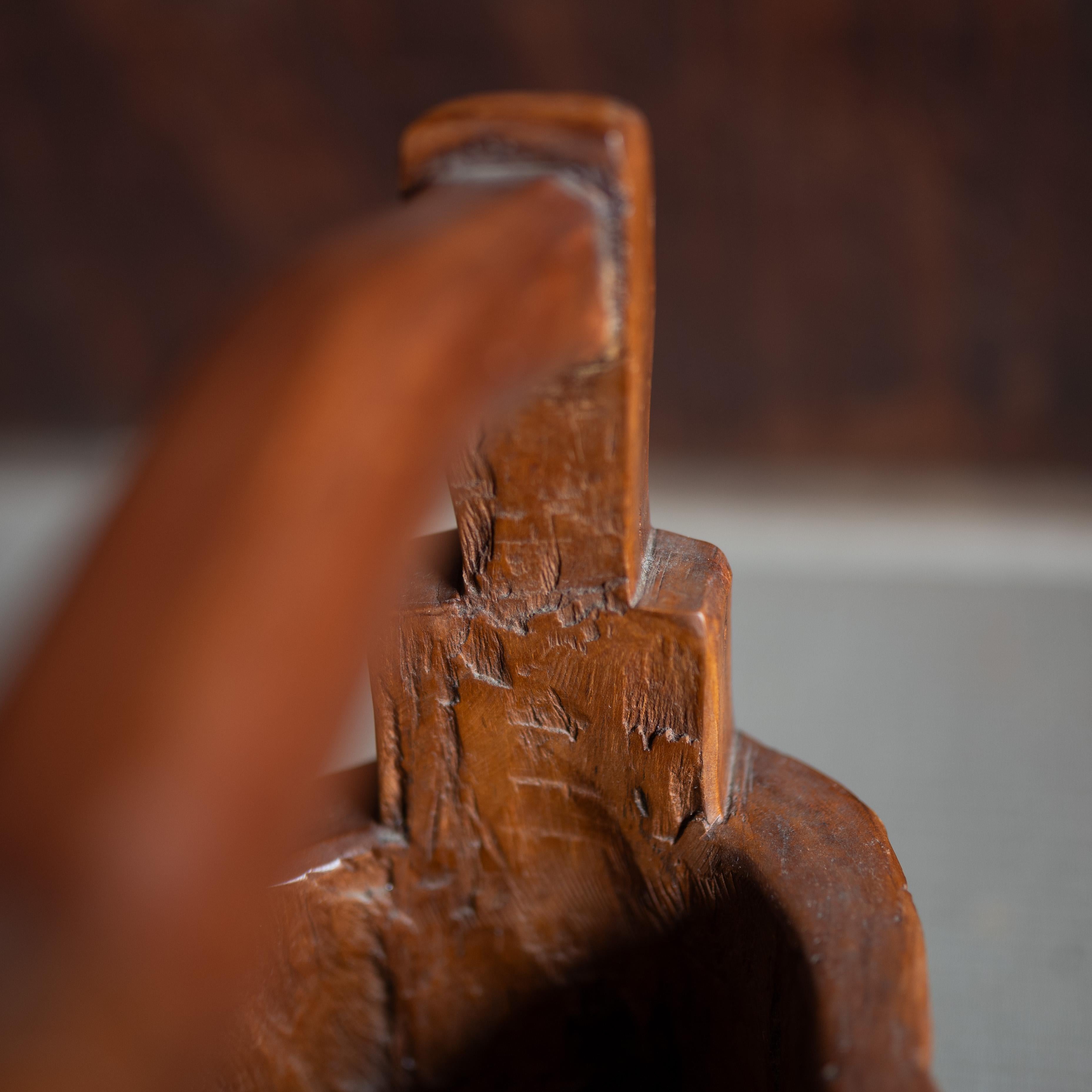 Vasija japonesa de madera tallada, Wabi Sabi, Japón, Siglo XX en venta 4