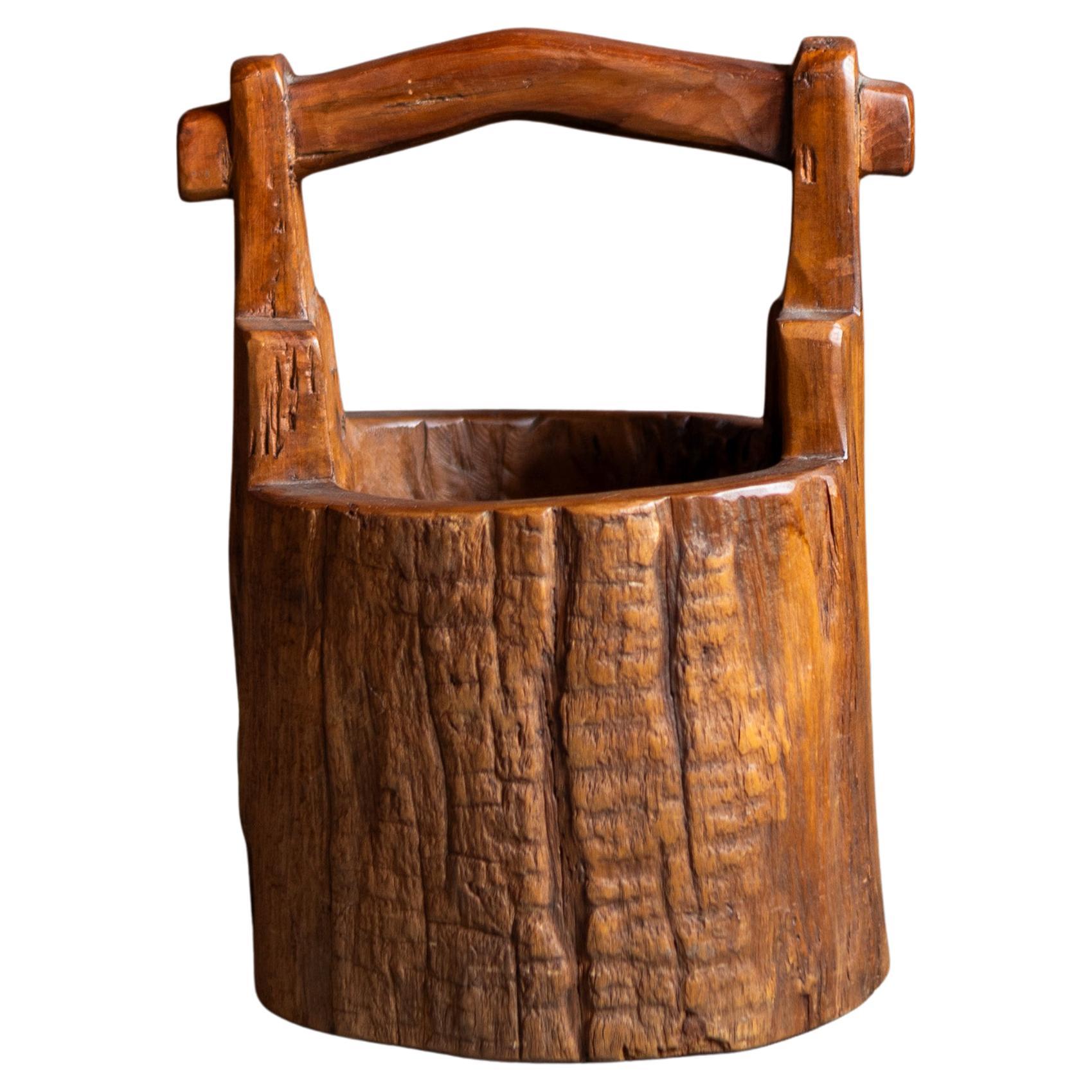 Japanese Carved Wooden Vessel, Wabi Sabi, Japan, 20th Century
