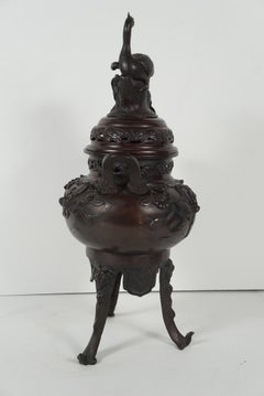Japanese Cast Bronze Meiji Period Incense Burner