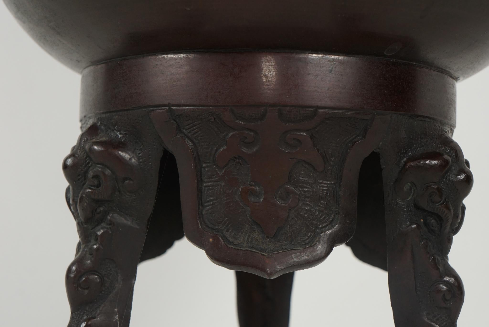 Japanese Cast Bronze Meiji Period Incense Burner 2