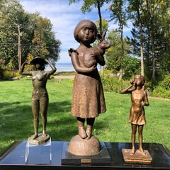 Japanese Cast Bronze "Rabbit Girl of Wonderland