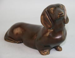 Japanese Cast bronze sculpture of a Dachshund Dog