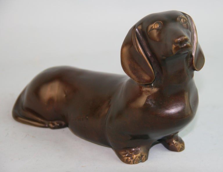 1179 Cast bronze of a dachshund dog.