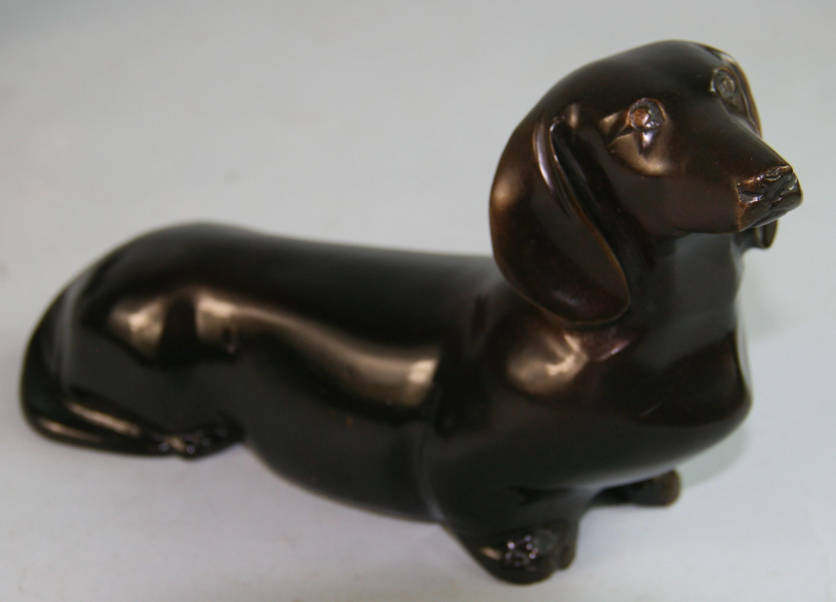 1578 Cast bronze of a dachshund dog.