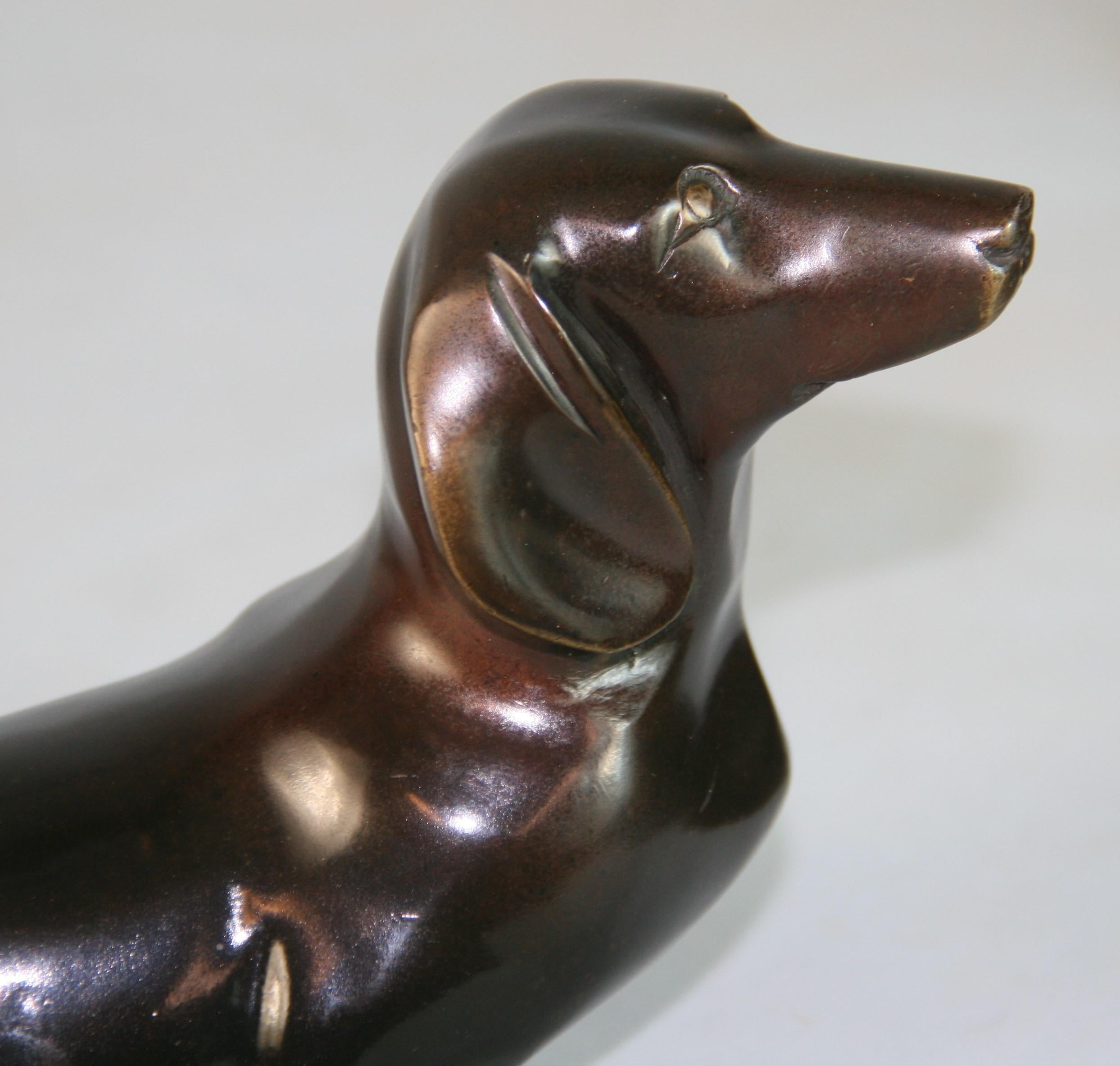 Late 20th Century Japanese Cast bronze sculpture of a Dachshund Dog