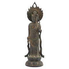 Antique Japanese cast bronze statue of a Bodhisattva, 1780-1800