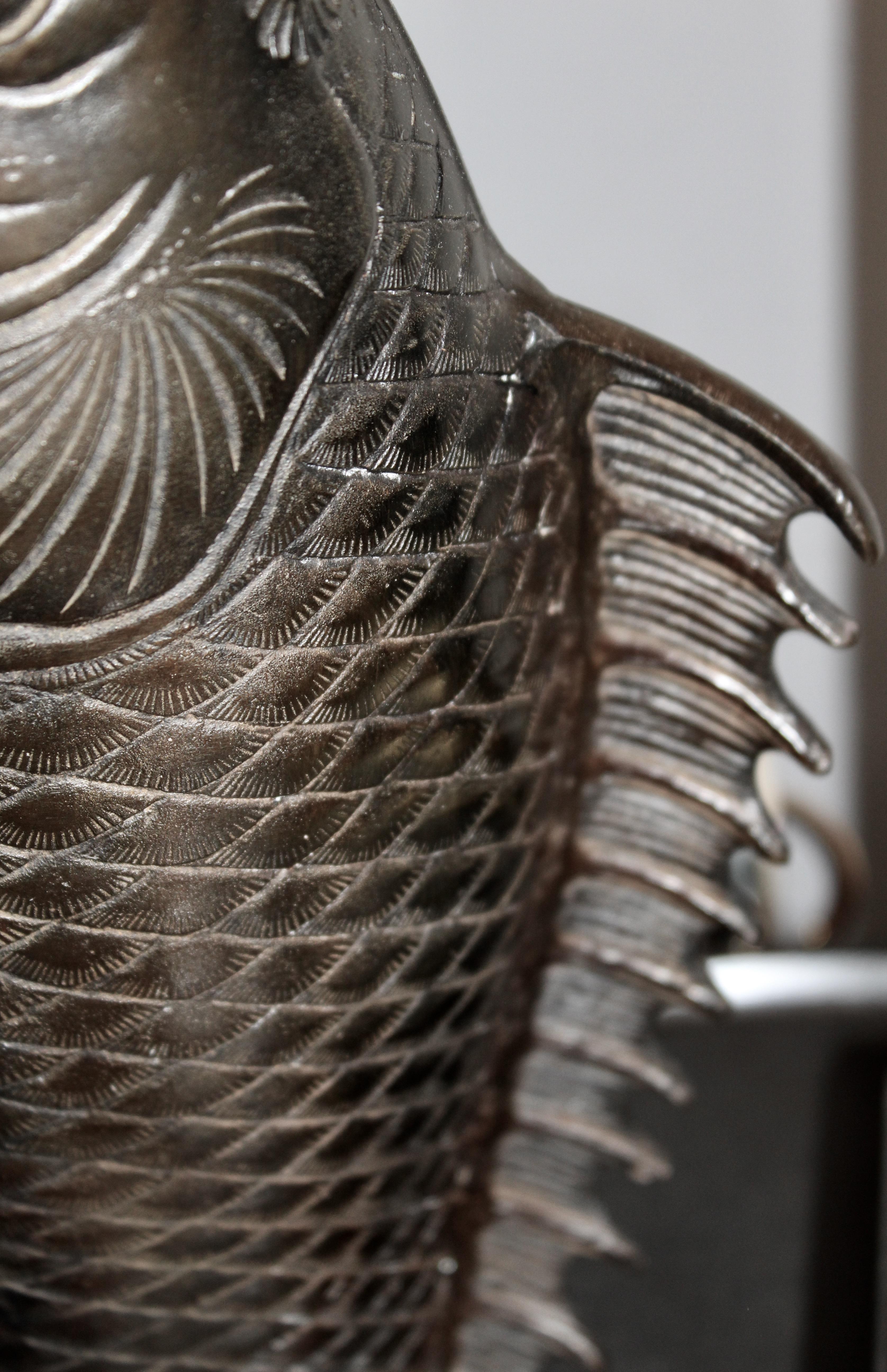 Japanese Cast Bronze Vase in the Form of a Carp, Mid-20th Century For Sale 2