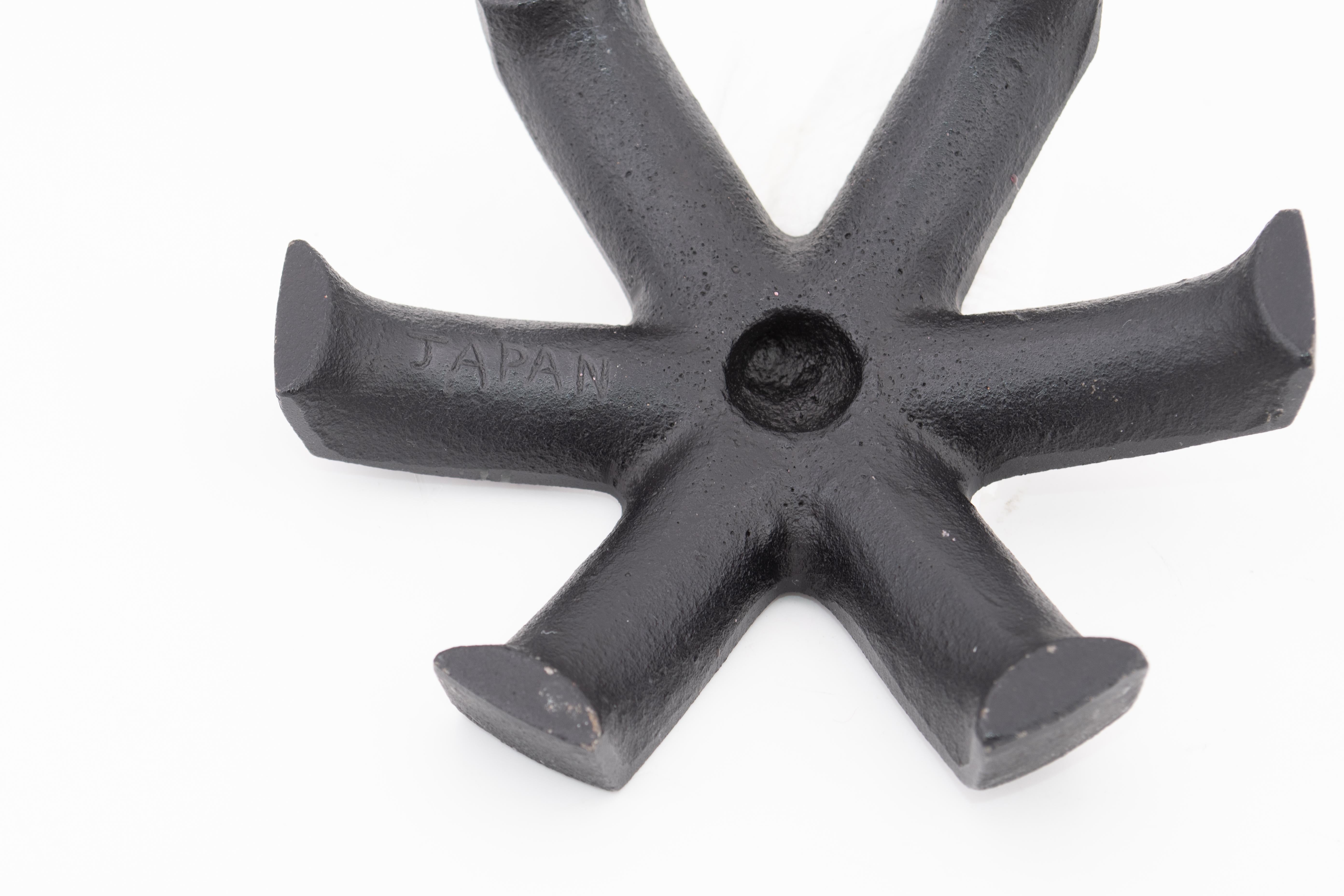 Japanese cast iron candleholder inspired by Quistgaard, Denmark
Cast iron 1960s candleholder. Mid-Century Modern Brutalist spider MCM Style made in Japan.
 