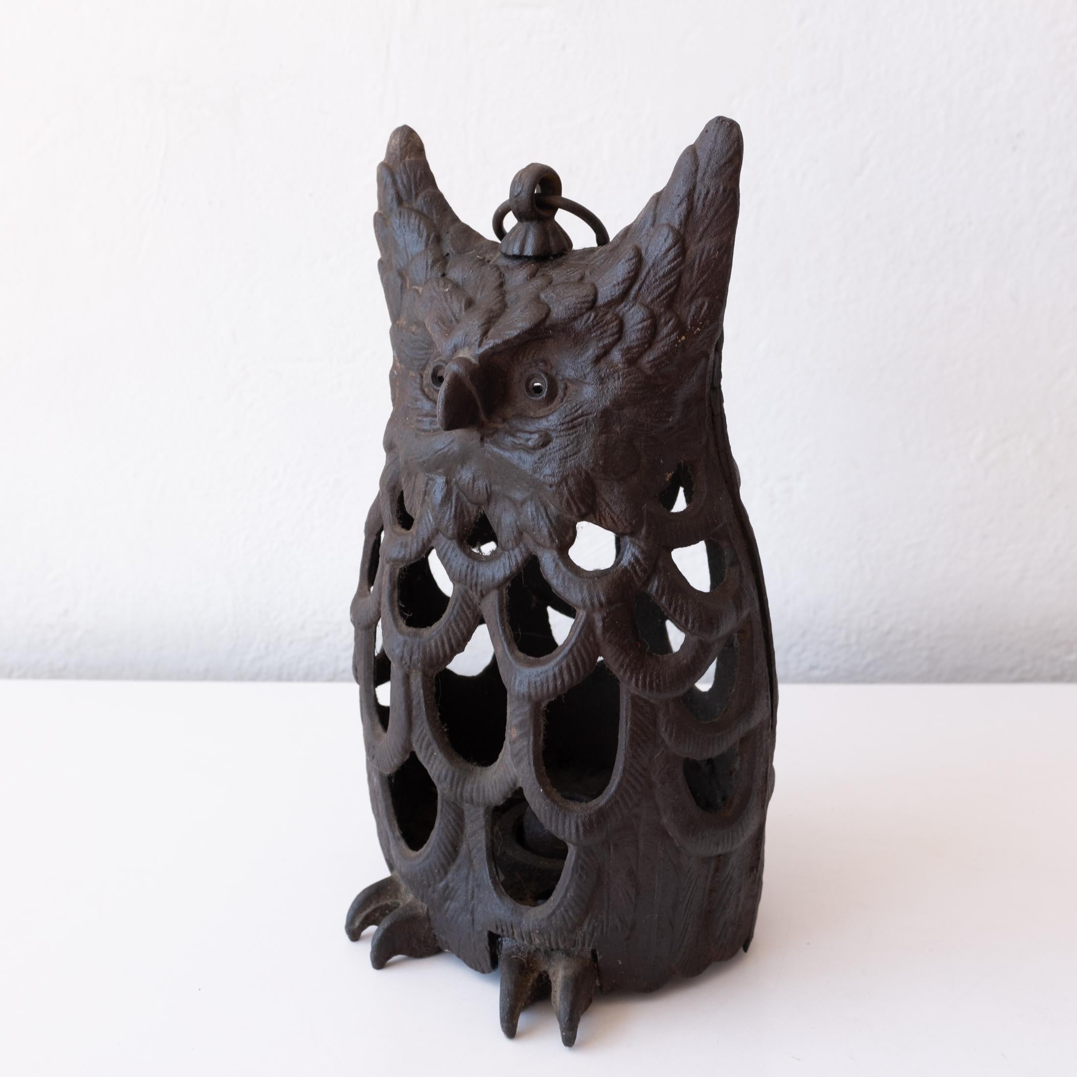 Japanese Cast Iron Nambu Owl Hanging Lantern 1960s 5