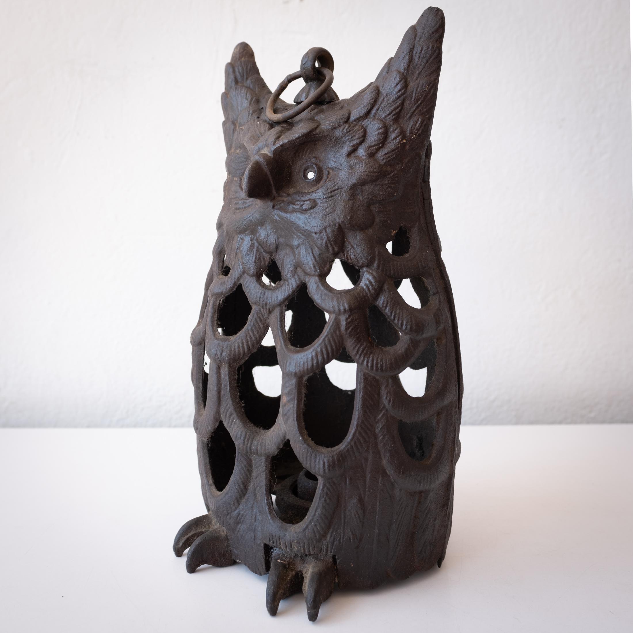 20th Century Japanese Cast Iron Nambu Owl Hanging Lantern 1960s