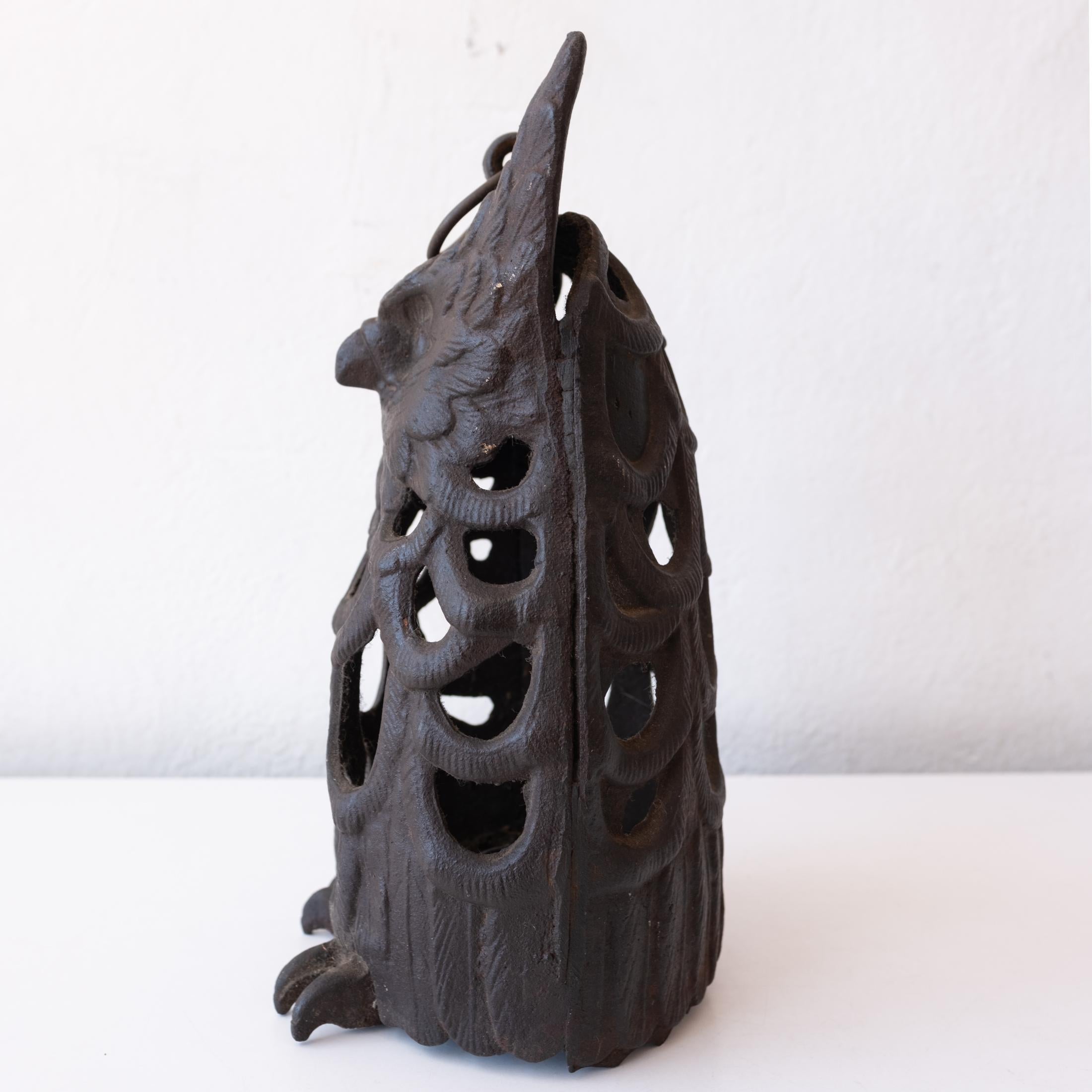 Japanese Cast Iron Nambu Owl Hanging Lantern 1960s 1