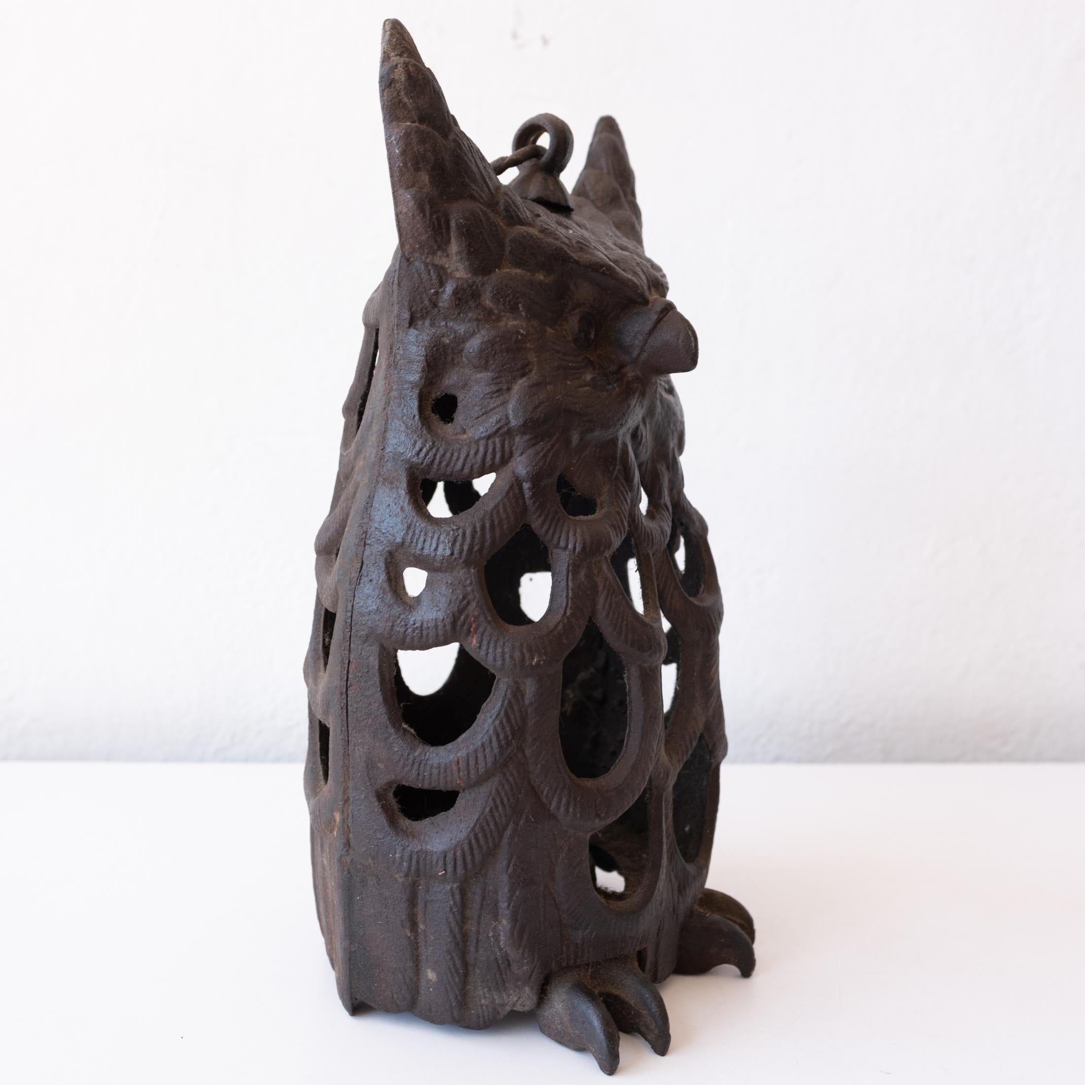 Japanese Cast Iron Nambu Owl Hanging Lantern 1960s 3