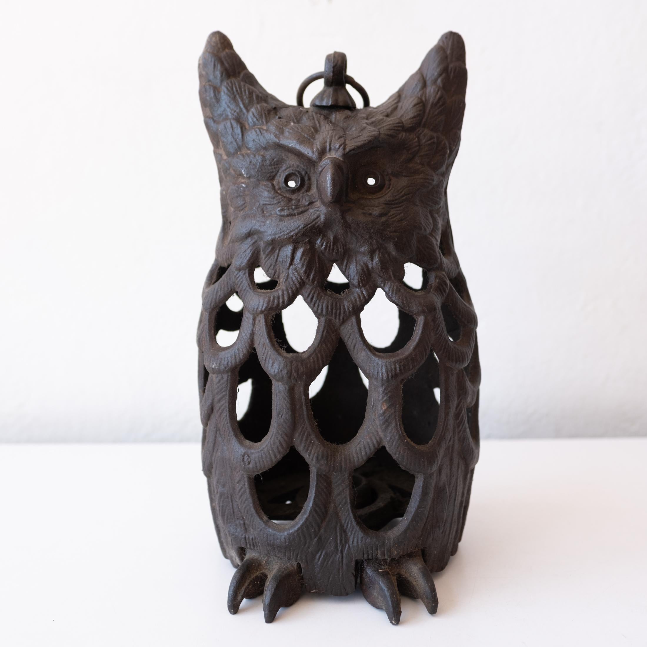 Japanese Cast Iron Nambu Owl Hanging Lantern 1960s 4