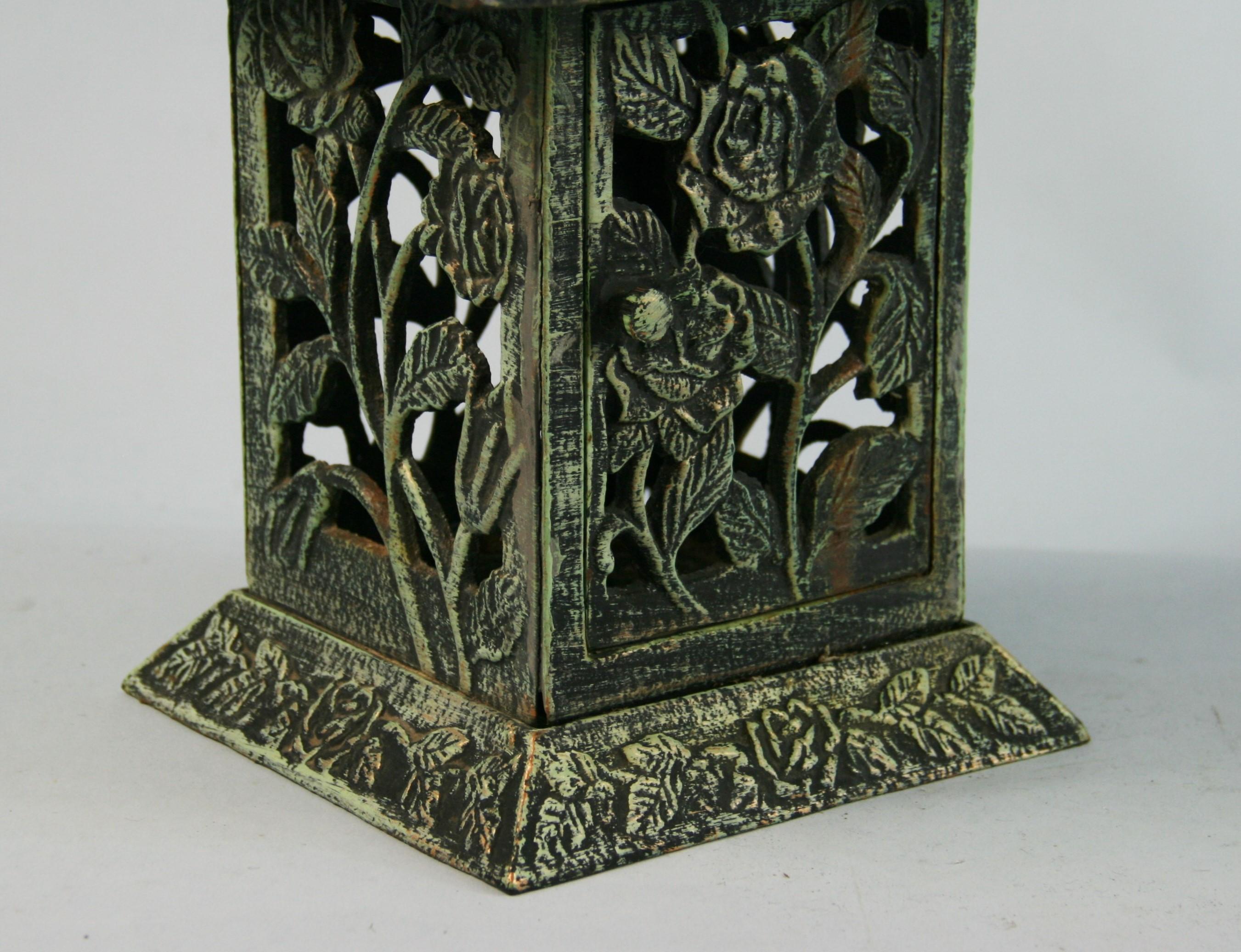 antique japanese cast iron lantern