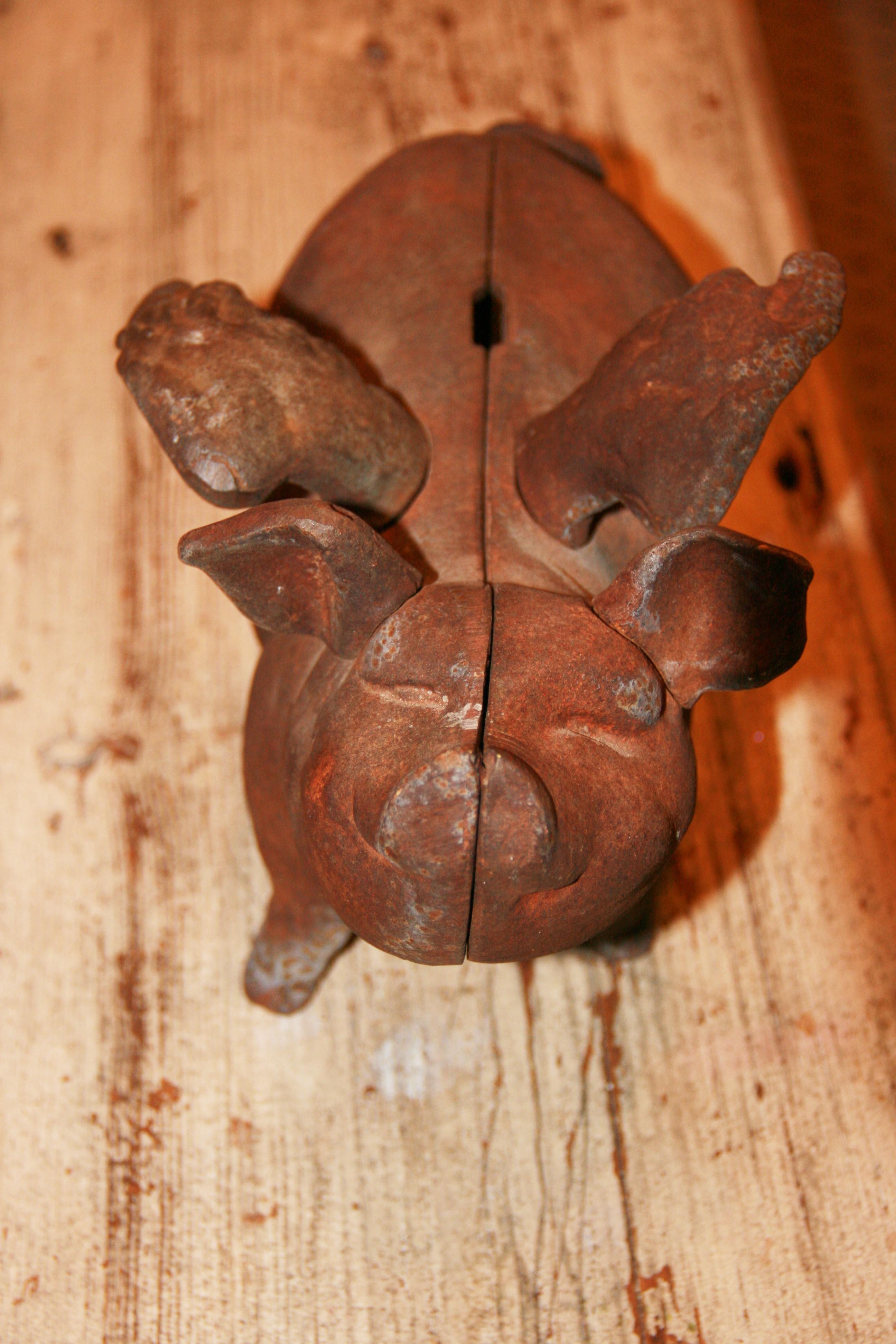 Japanese Cast Iron Pig with Wings Sculpture/Piggy Bank/Garden Ornament/Door Stop 3