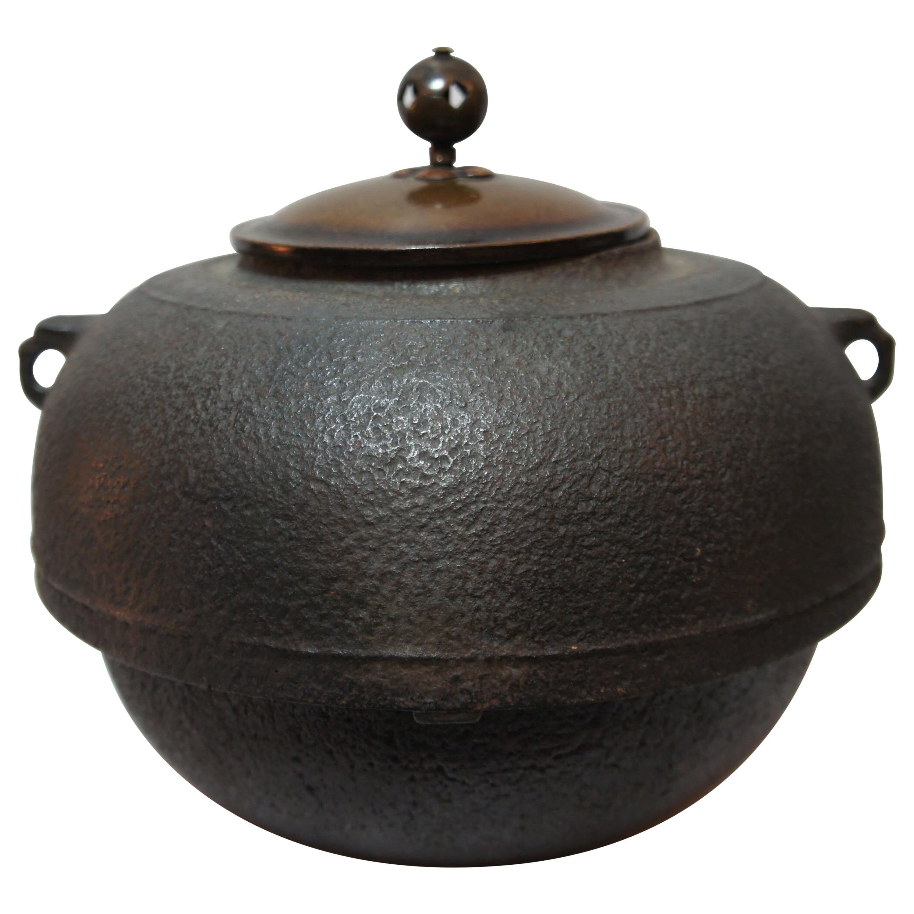 Japanese Cast Iron Tea Kettle for Tea Ceremony, Chagama, 1950s For Sale