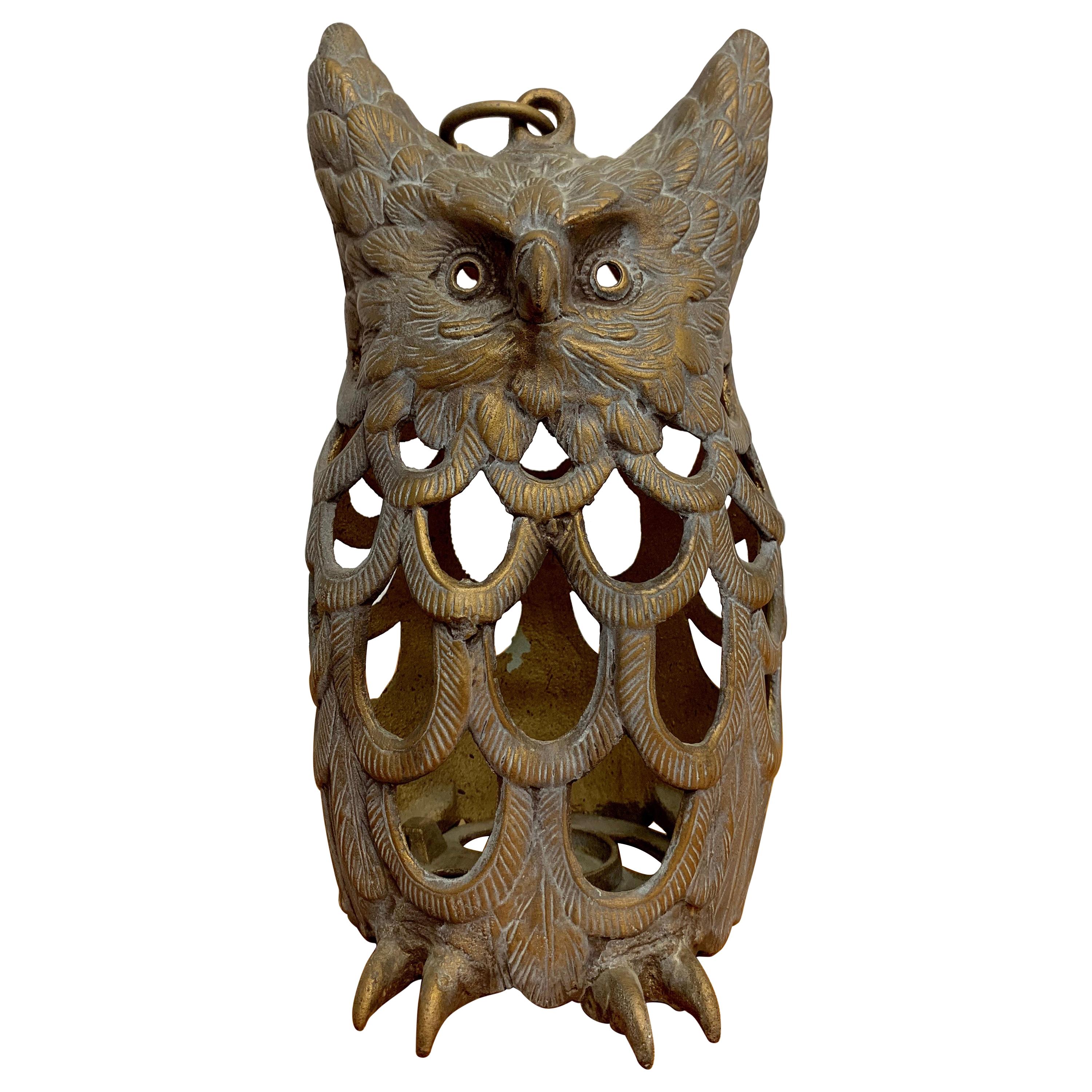 Japanese Cast Metal "Owl" Wall Lantern