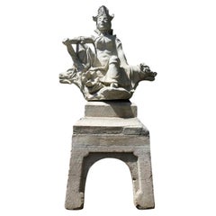 Japanese Cast Stone Warrior Statue, circa 1930