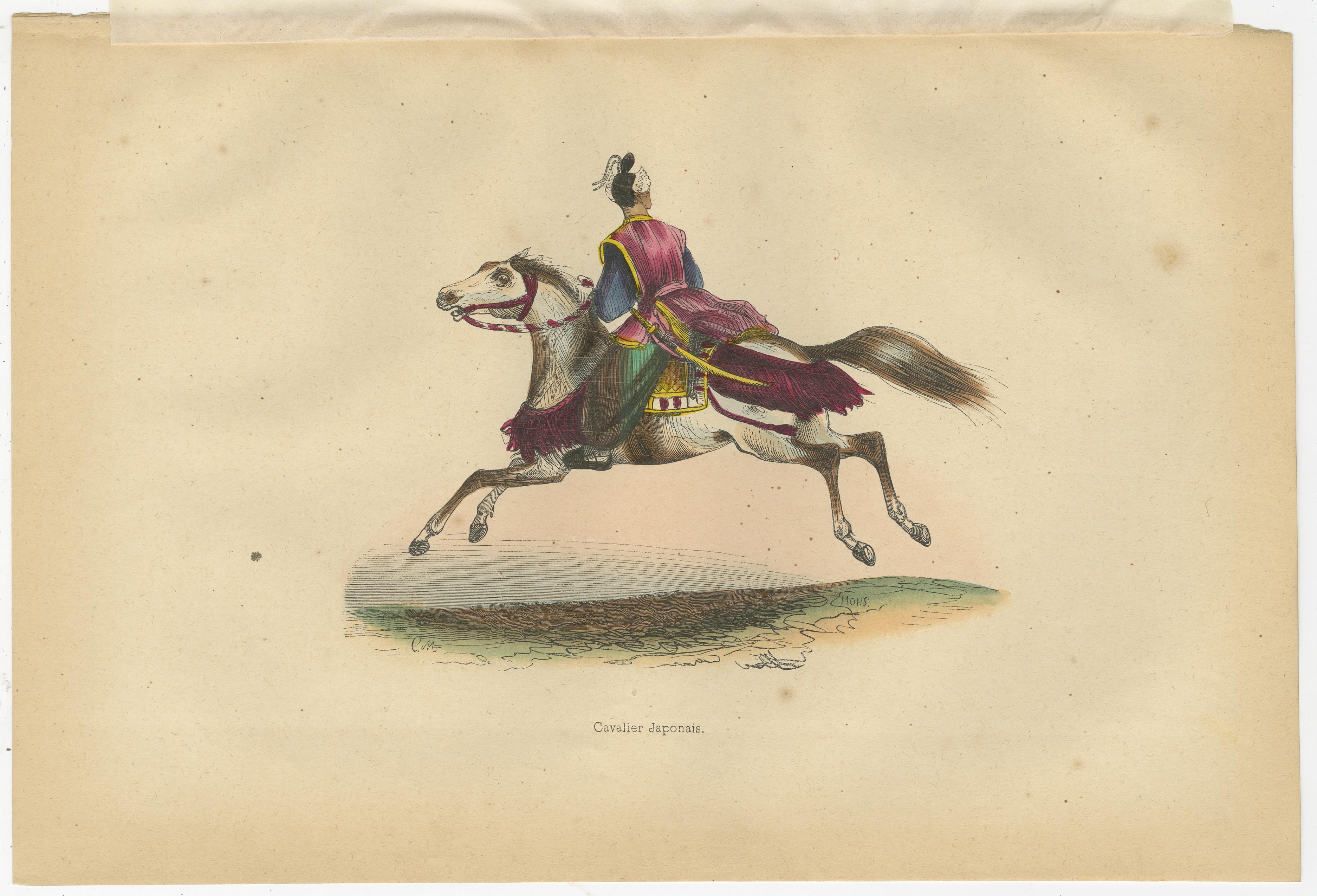 Japanese Cavalryman and General from 1844 in Wahlens Historische Lithographie im Zustand „Gut“ im Angebot in Langweer, NL