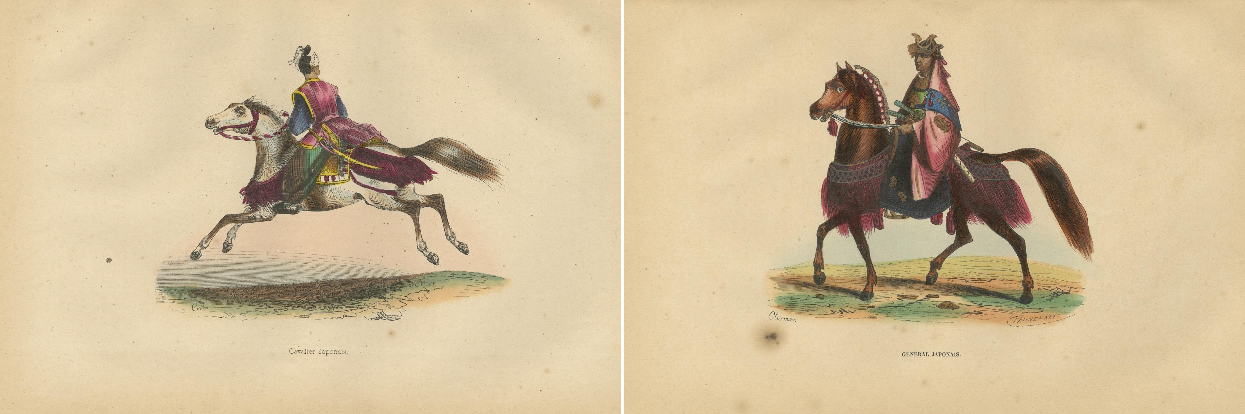 Japanese Cavalryman and General from 1844 in Wahlens Historische Lithographie im Angebot 1