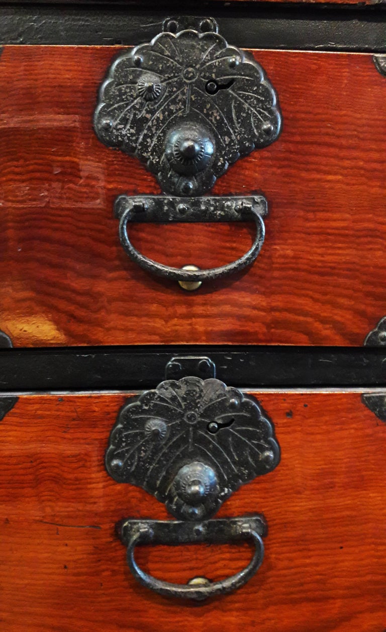 Japanese Cedar / Elm Tansu, Edo Period, Mid18th Century For Sale at