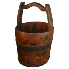 Used Japanese Large  Cedar Wood Rice  / Planter Bucket/  Wabi Sabi