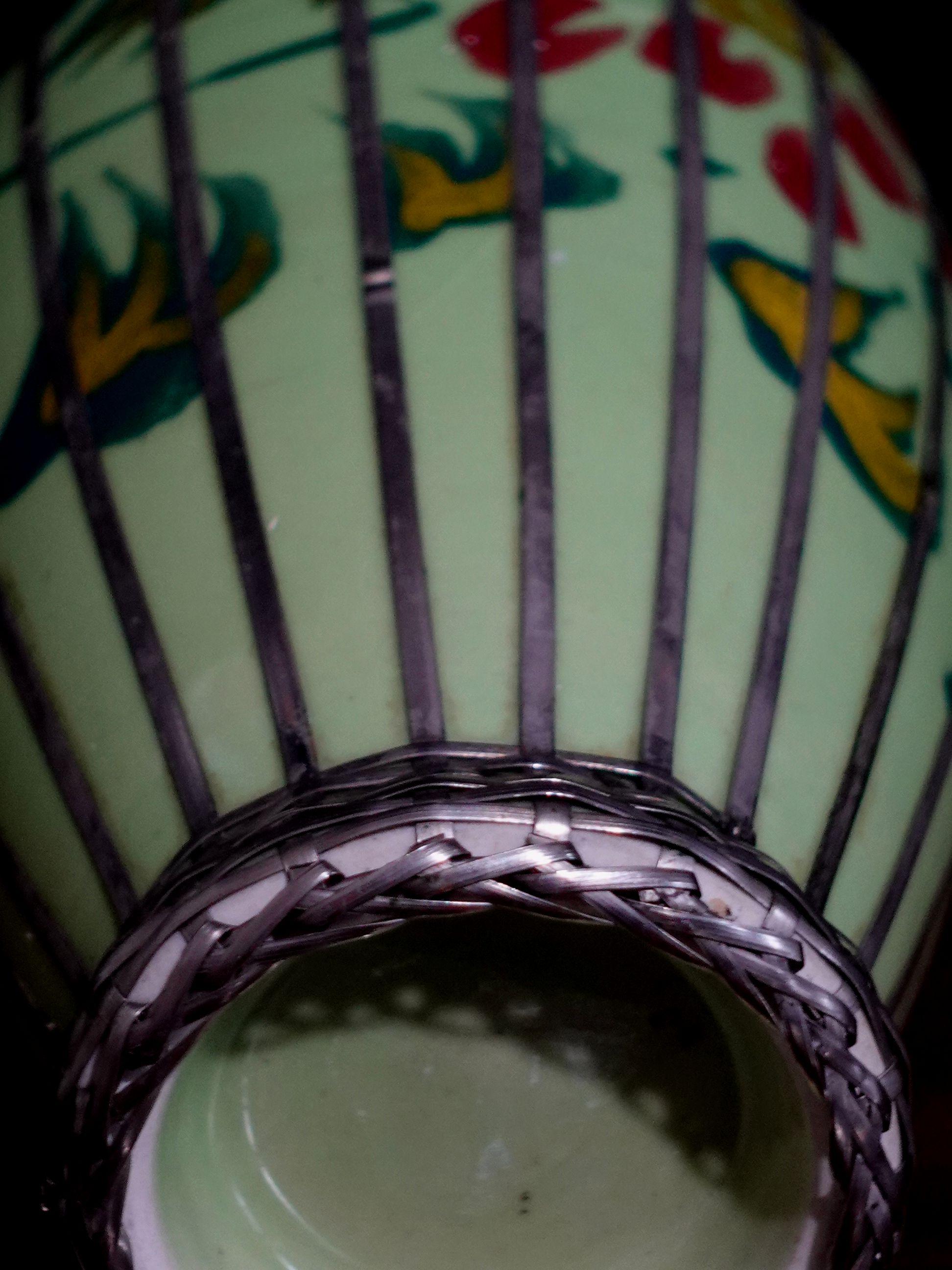 Japanese Celdadon Glaze Silver Overlay Vase For Sale 5