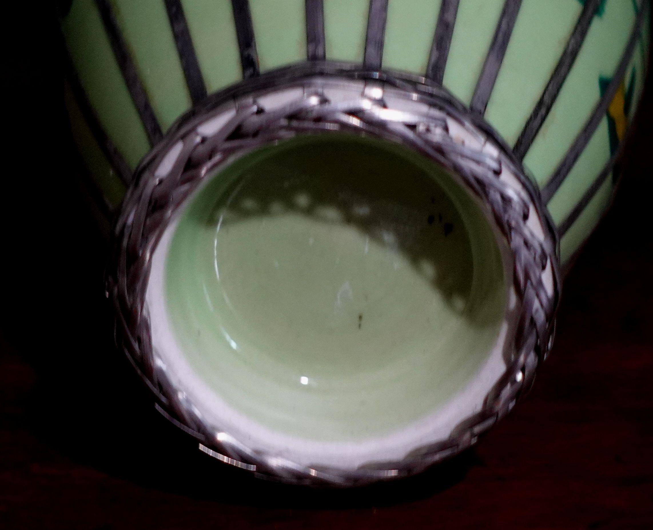 Japanese Celdadon Glaze Silver Overlay Vase For Sale 4