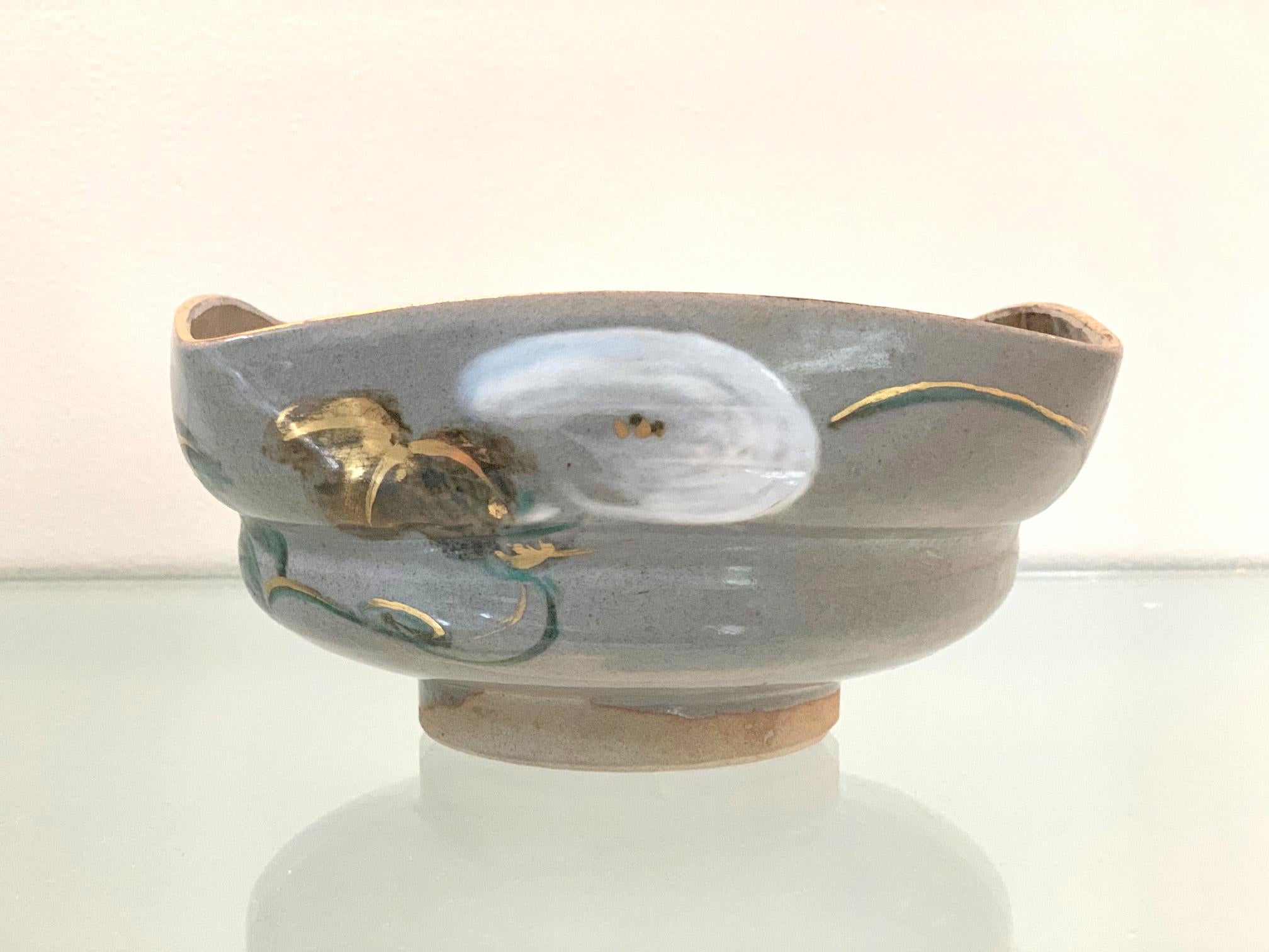Early 20th Century Japanese Ceramic Bowl Makuzu Kozan Utusushi Kenzan For Sale