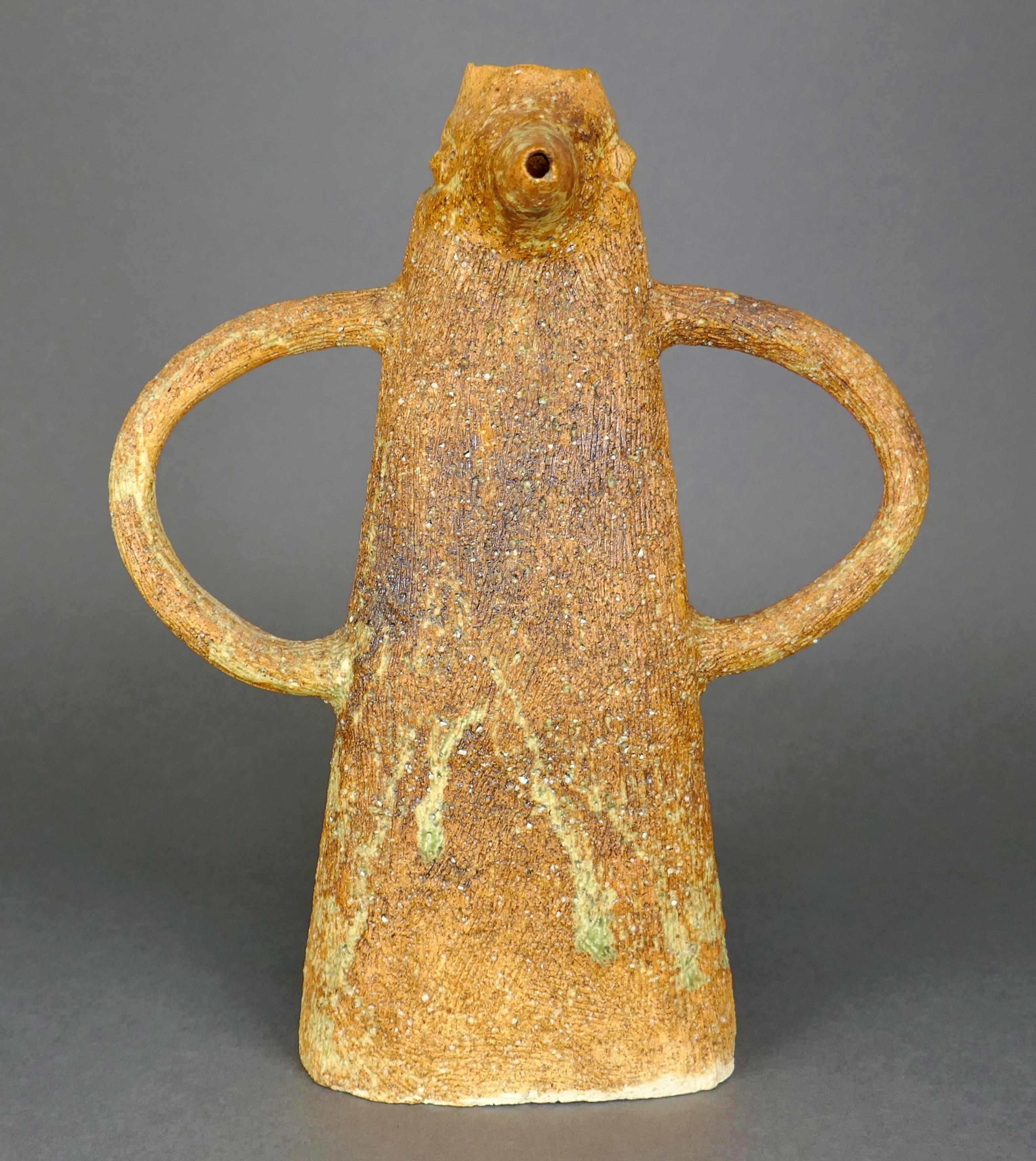 Mid-Century moderno Vaso per uccelli Ikebana in ceramica giapponese di Fujihira CIRCA 1950 in vendita