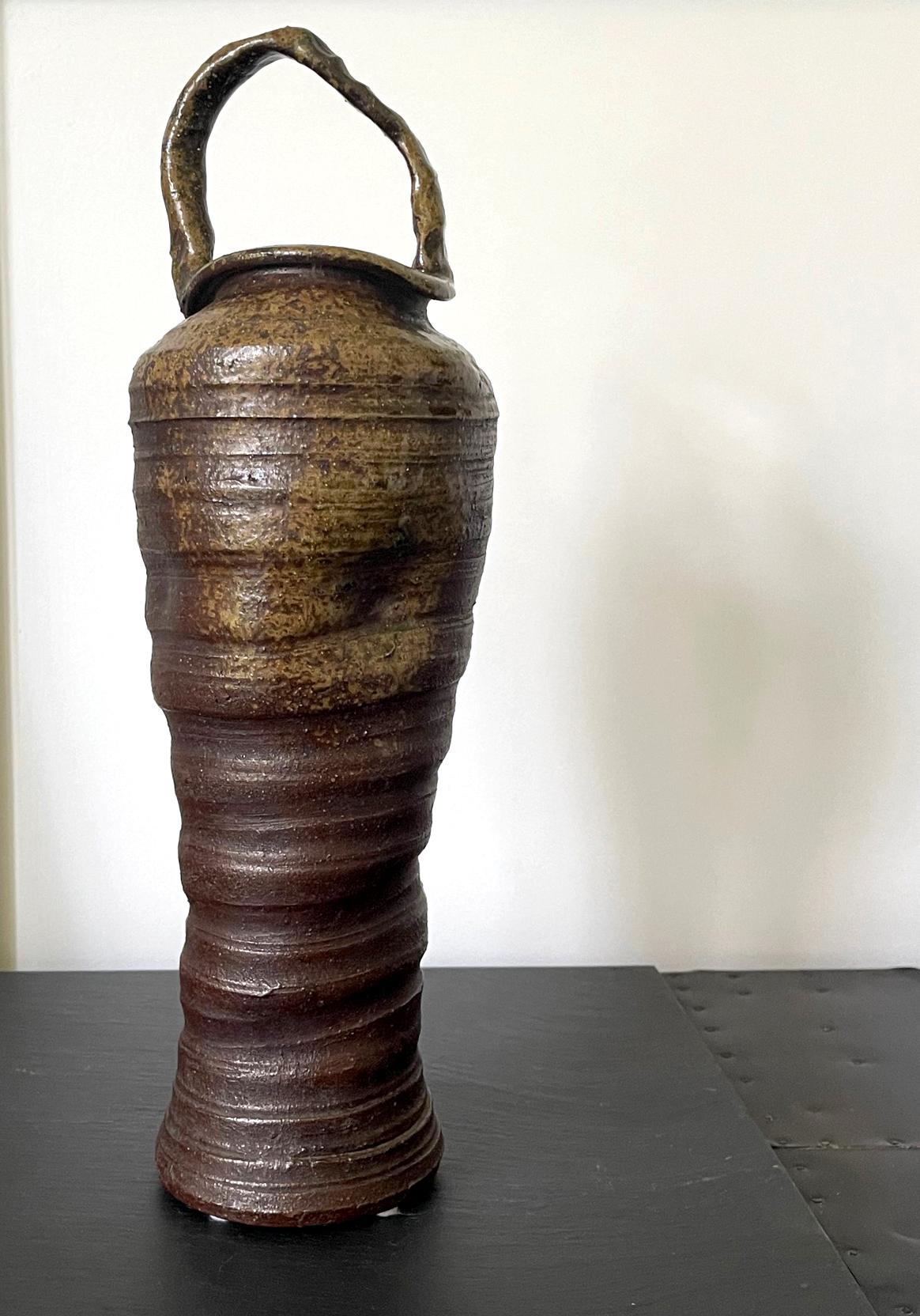 Japonisme Vase en céramique japonaise Ikebana de Nanba Koyo pour Bizen Ware en vente