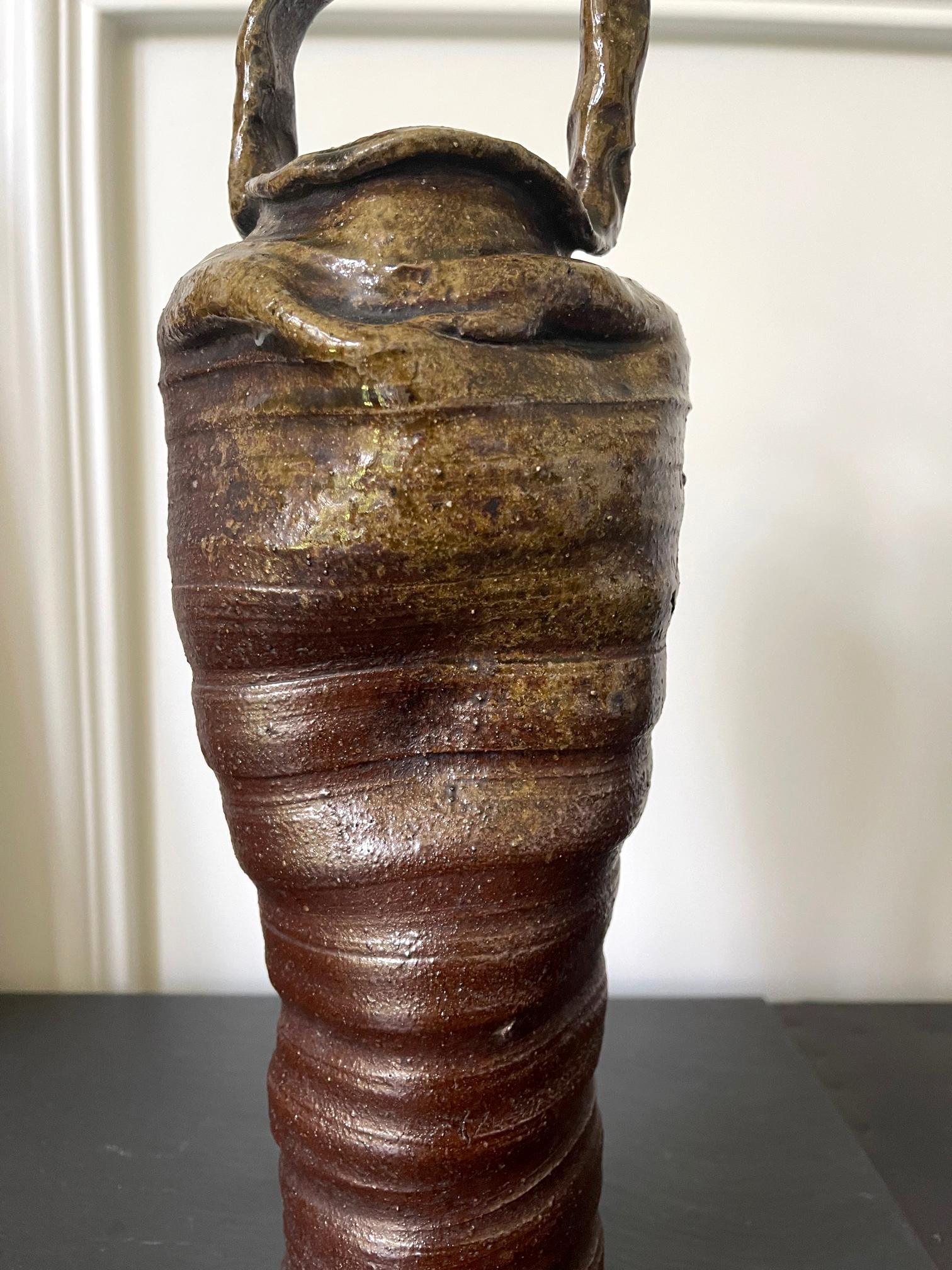 Céramique Vase en céramique japonaise Ikebana de Nanba Koyo pour Bizen Ware en vente
