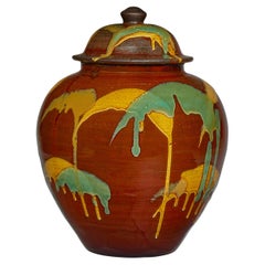 Pot en céramique japonaise à glaçure expressive Onda Yaki