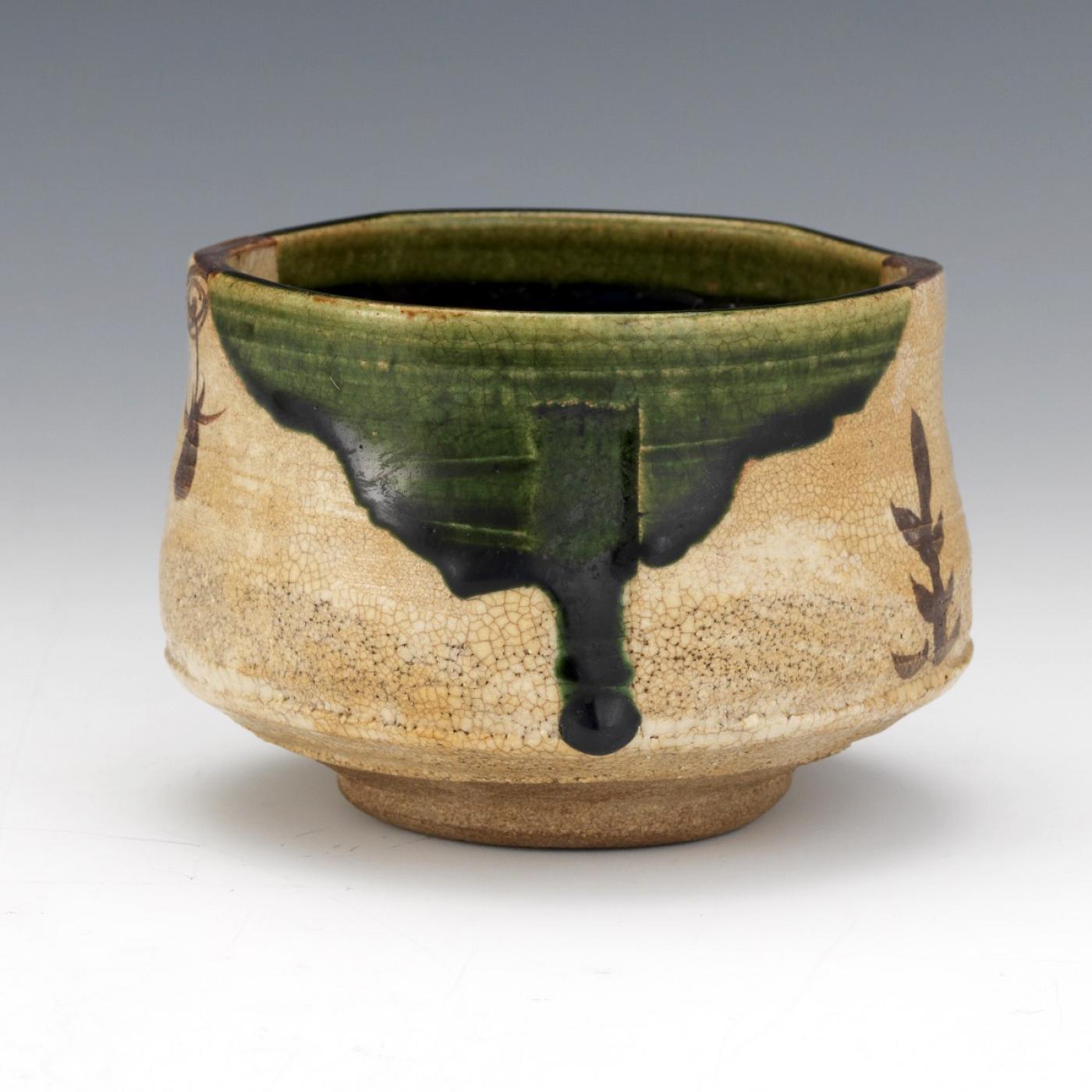 Japonisme Japanese Ceramic Oribe Tea Bowl Chawan
