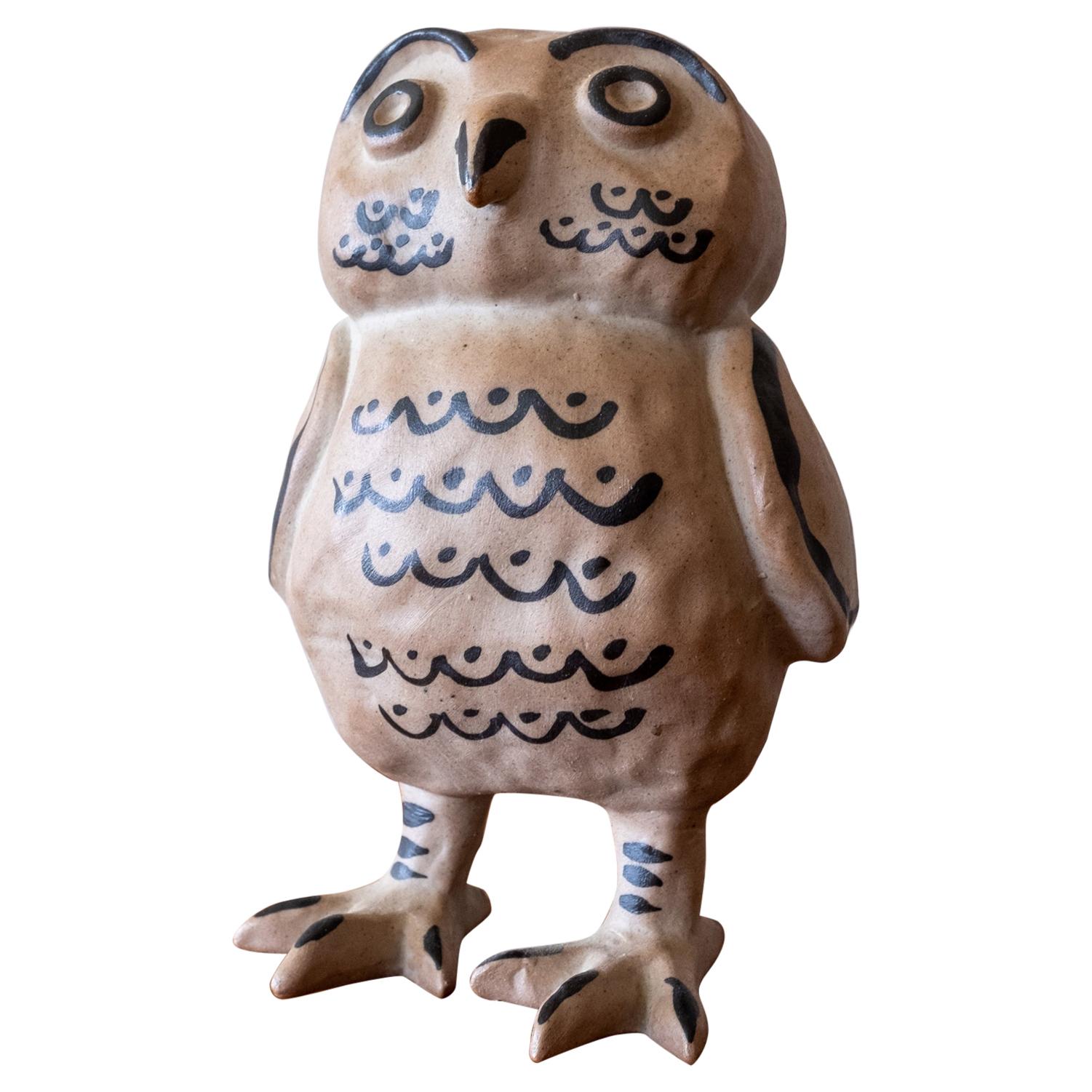 Japanese Ceramic Owl Sculpture, 1950s