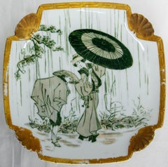 Japanese Ceramic Plate Decorated with Geisha & Peasan, France late 19th C