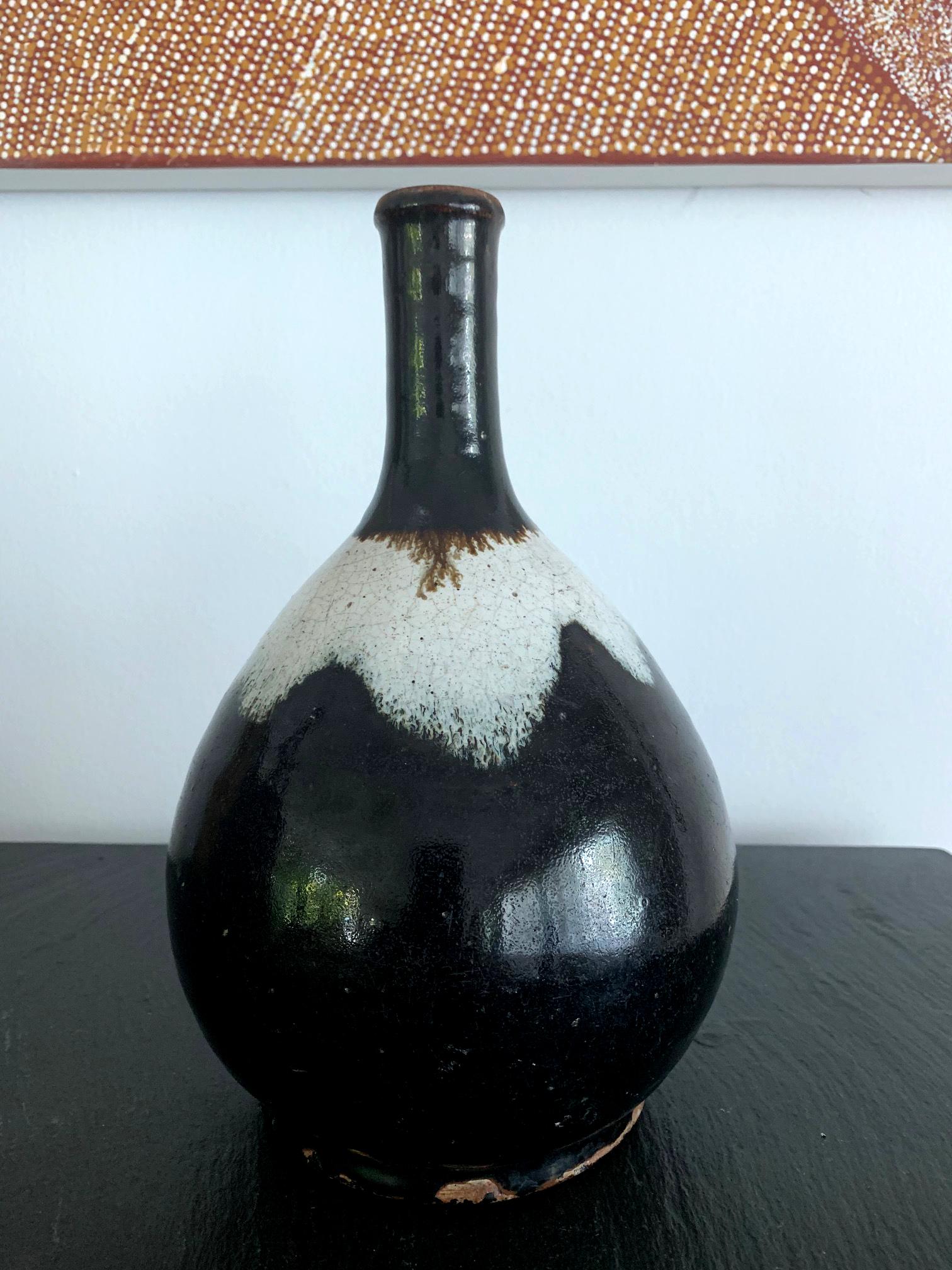 Japonisme Japanese Ceramic Sake Bottle Chosen Karatsu Ware For Sale