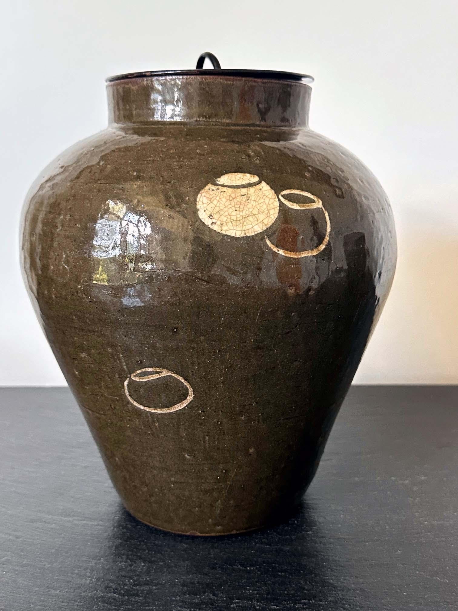 Japanese Ceramic Seto Tea Leaf Tsubo Jar Edo Period For Sale 14