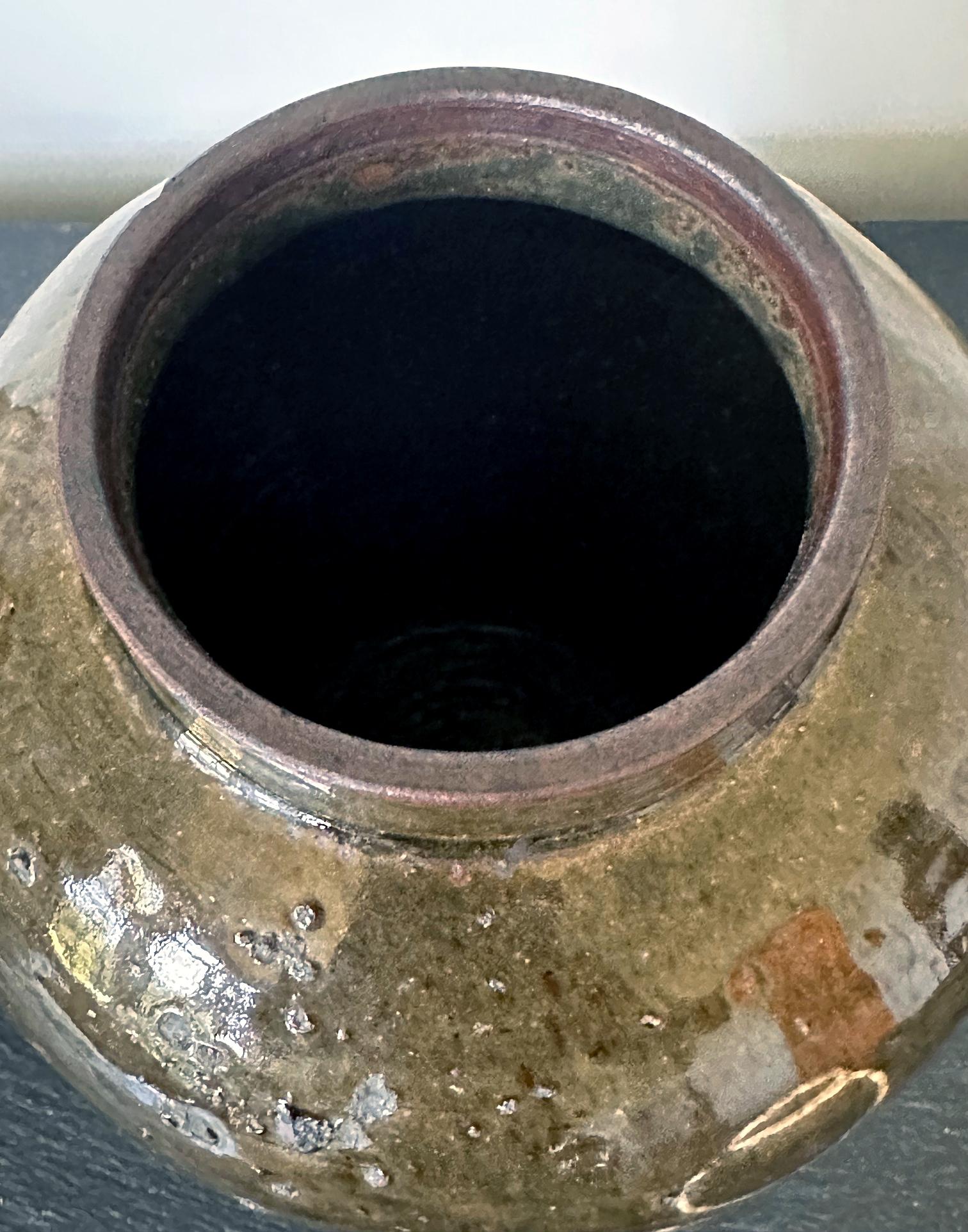 Japanese Ceramic Seto Tea Leaf Tsubo Jar Edo Period For Sale 5