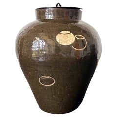Japanese Ceramic Seto Tea Leaf Tsubo Jar Edo Period
