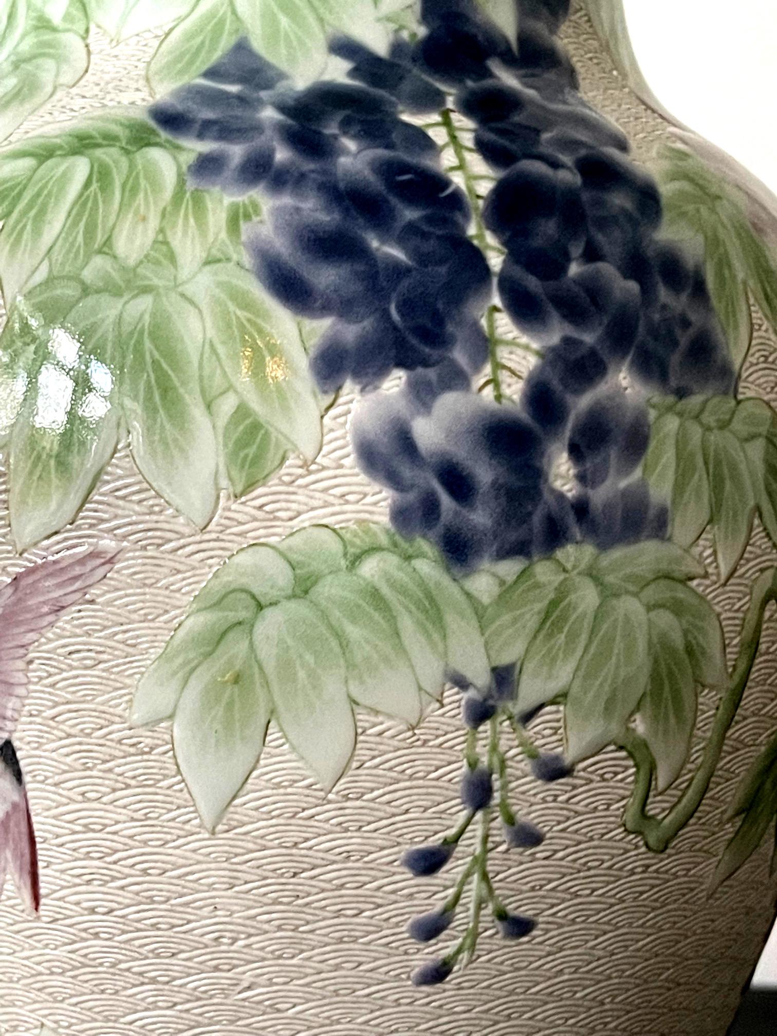 Large Japanese Ceramic Vase by Makuzu Kozan Meiji Period 1