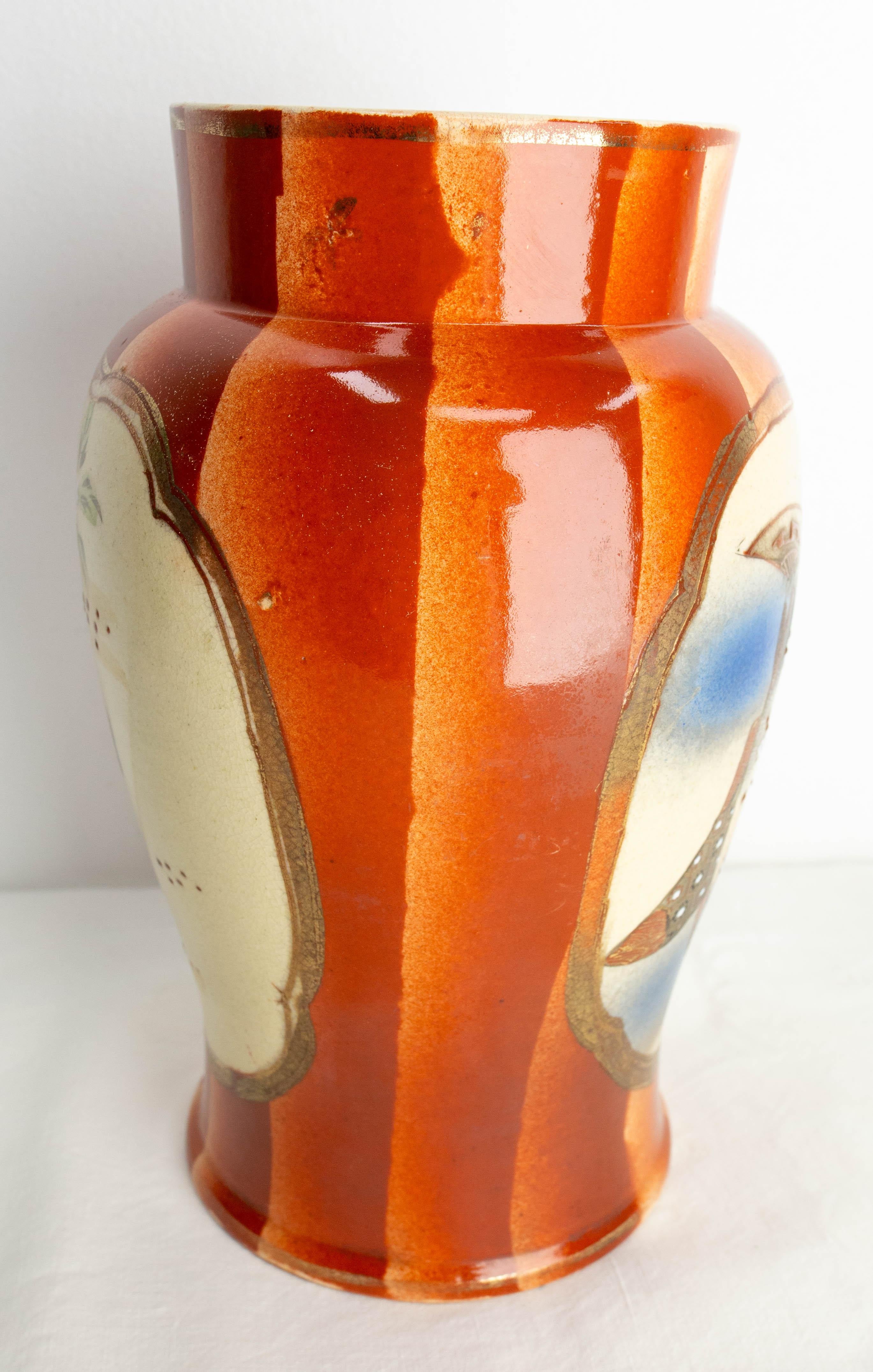20th Century Japanese Ceramic Vase Decorated with Geisha & Cherry Flower Branch, France c1960 For Sale