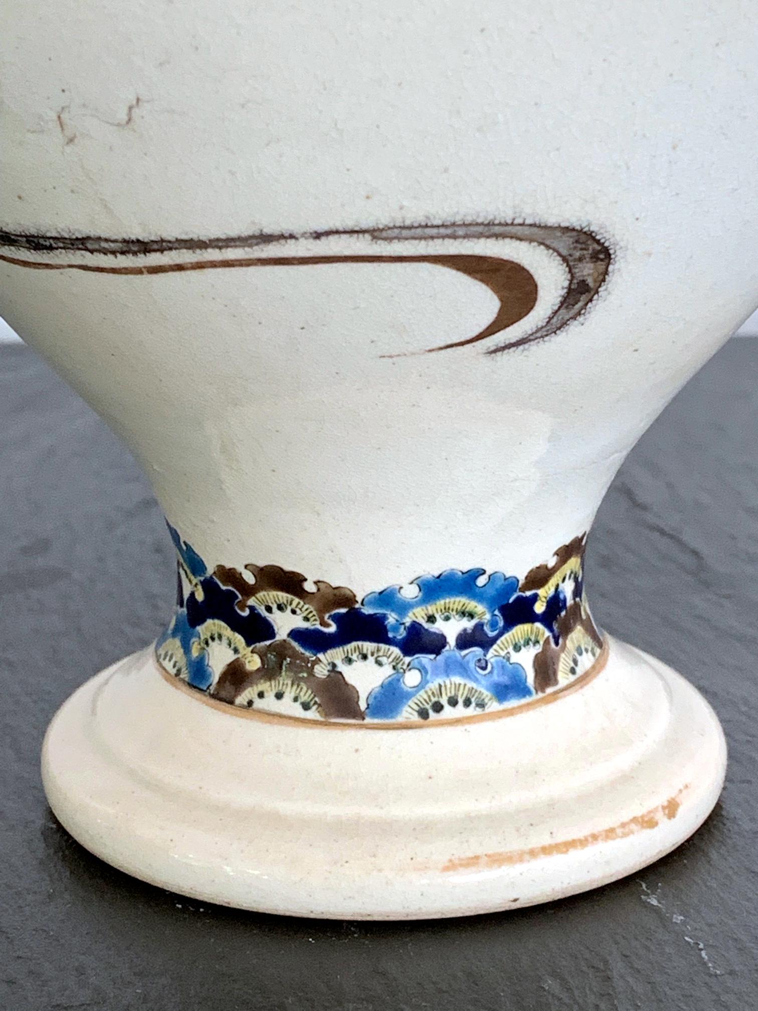Late 19th Century Japanese Satsuma Kyoto Ware Ceramic Vase Meiji Period